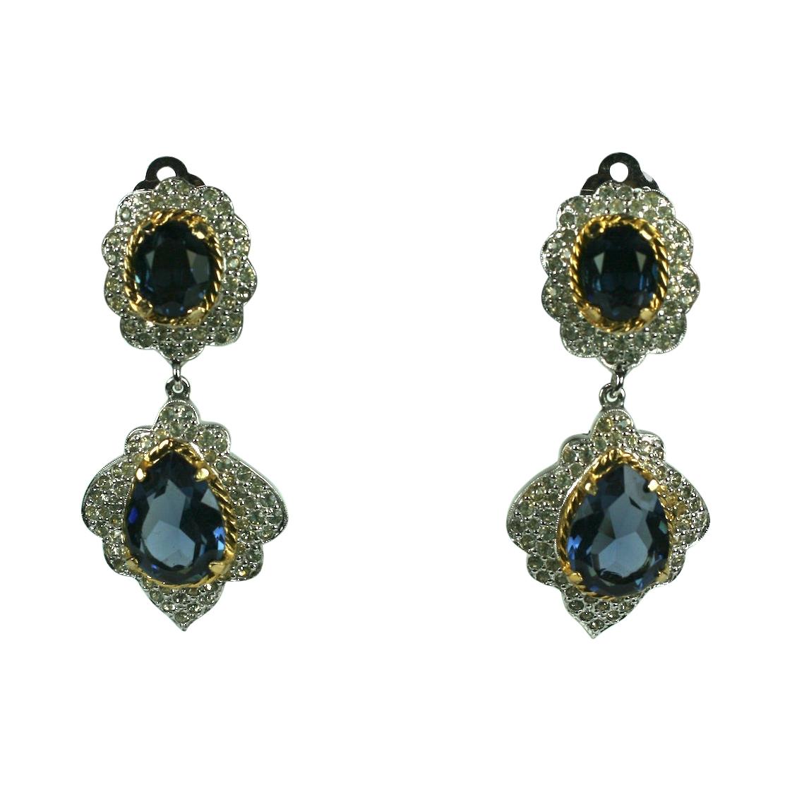 Polcini Faux Diamond and Sapphire Drop Earrings