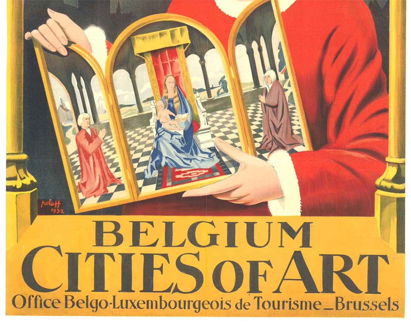 Affiche vintage des villes d'art belges  1932 - Gothique Print par Poleff