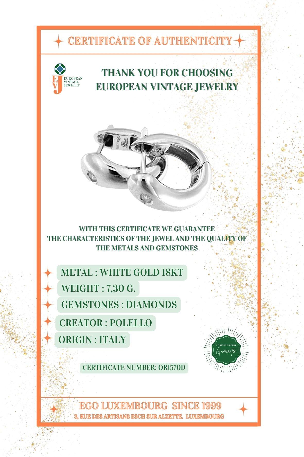 Polello Handgefertigte Ohrringe aus 18 Karat Weißgold mit Diamanten im Angebot 3