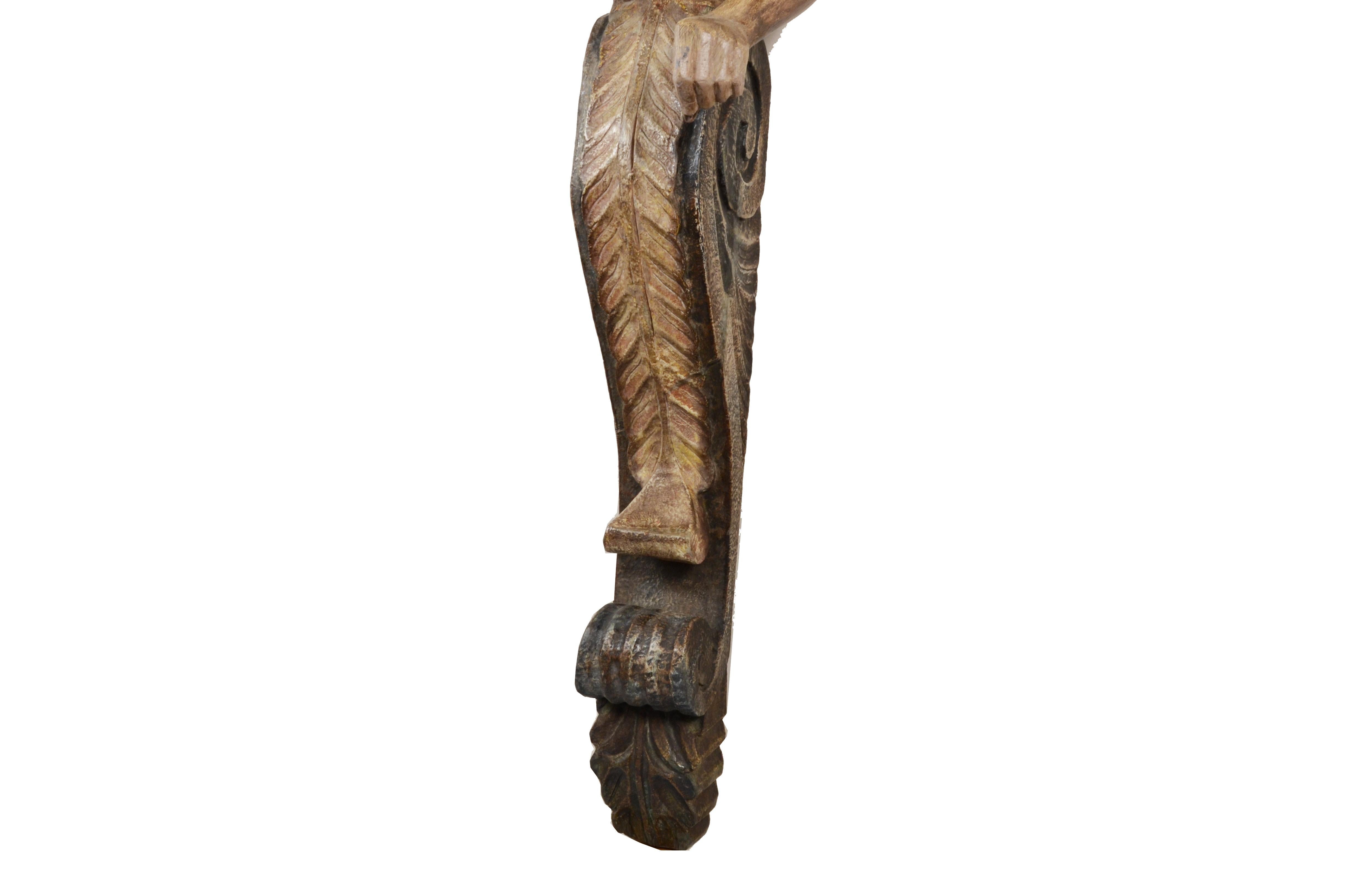 Polena policroma ornamentale spagnola del XIX sec. raffigurante figura femminile 5