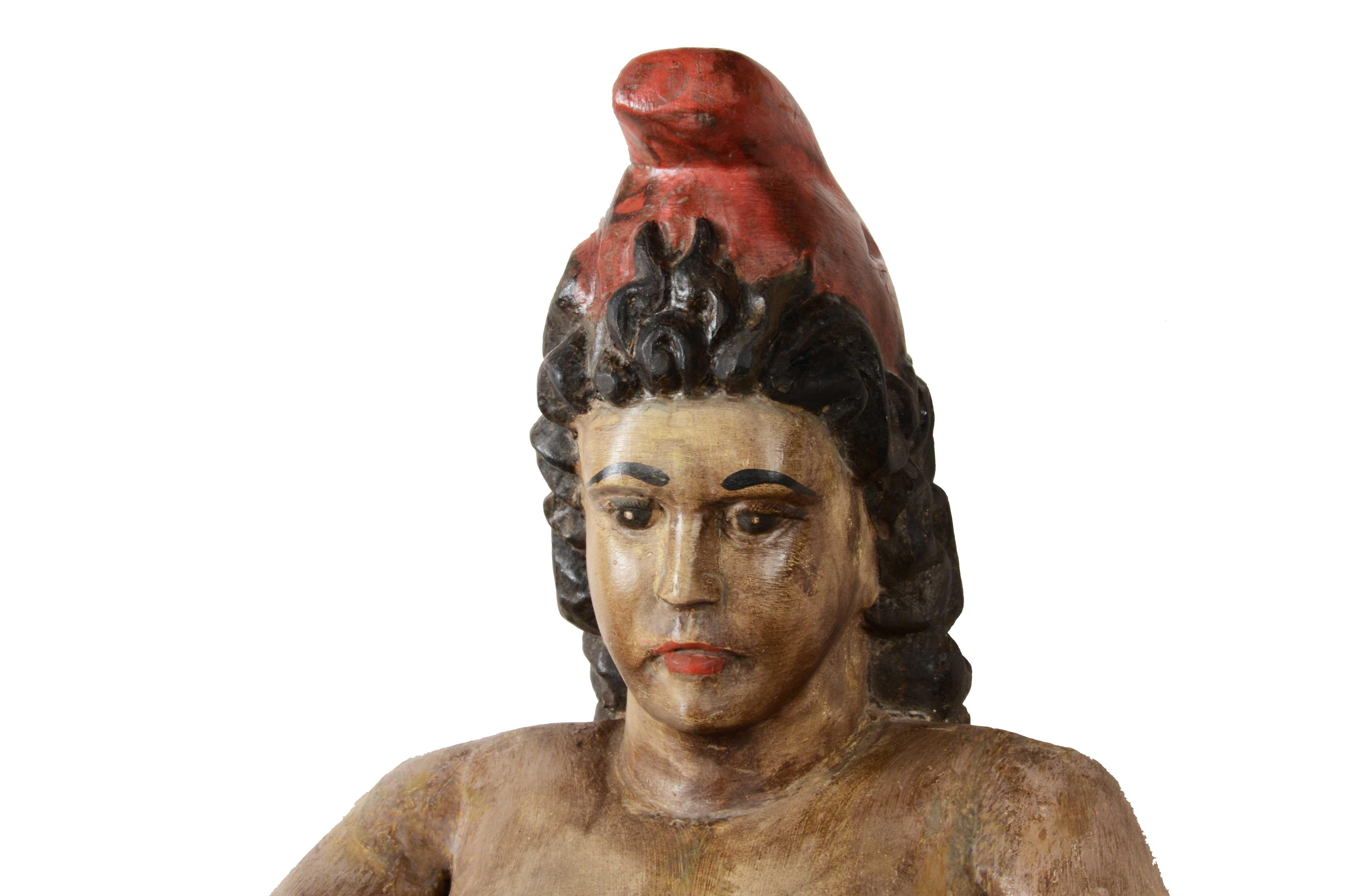 Polena policroma ornamentale spagnola del XIX sec. raffigurante figura femminile 8