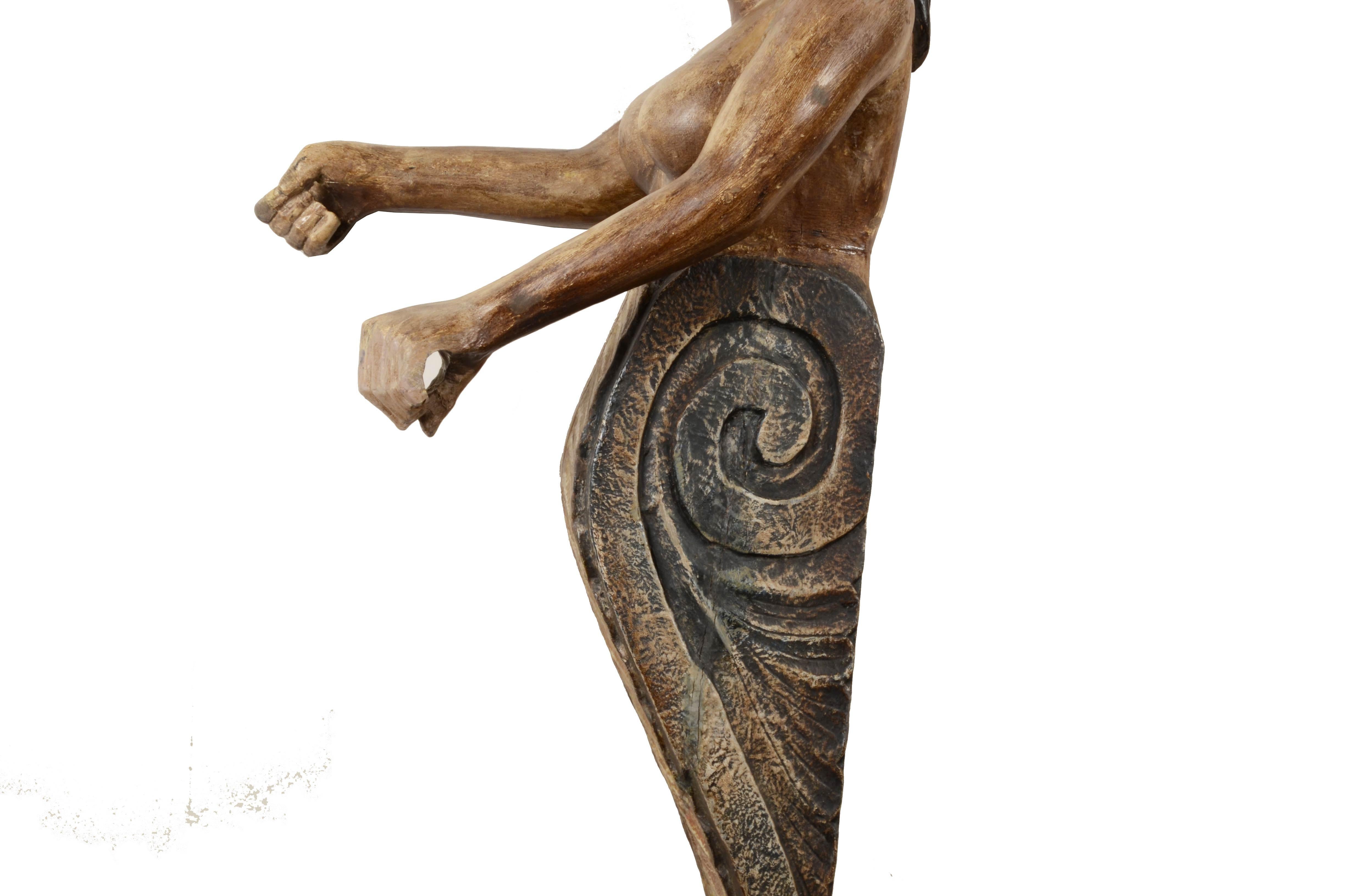 Polena policroma ornamentale spagnola del XIX sec. raffigurante figura femminile 9