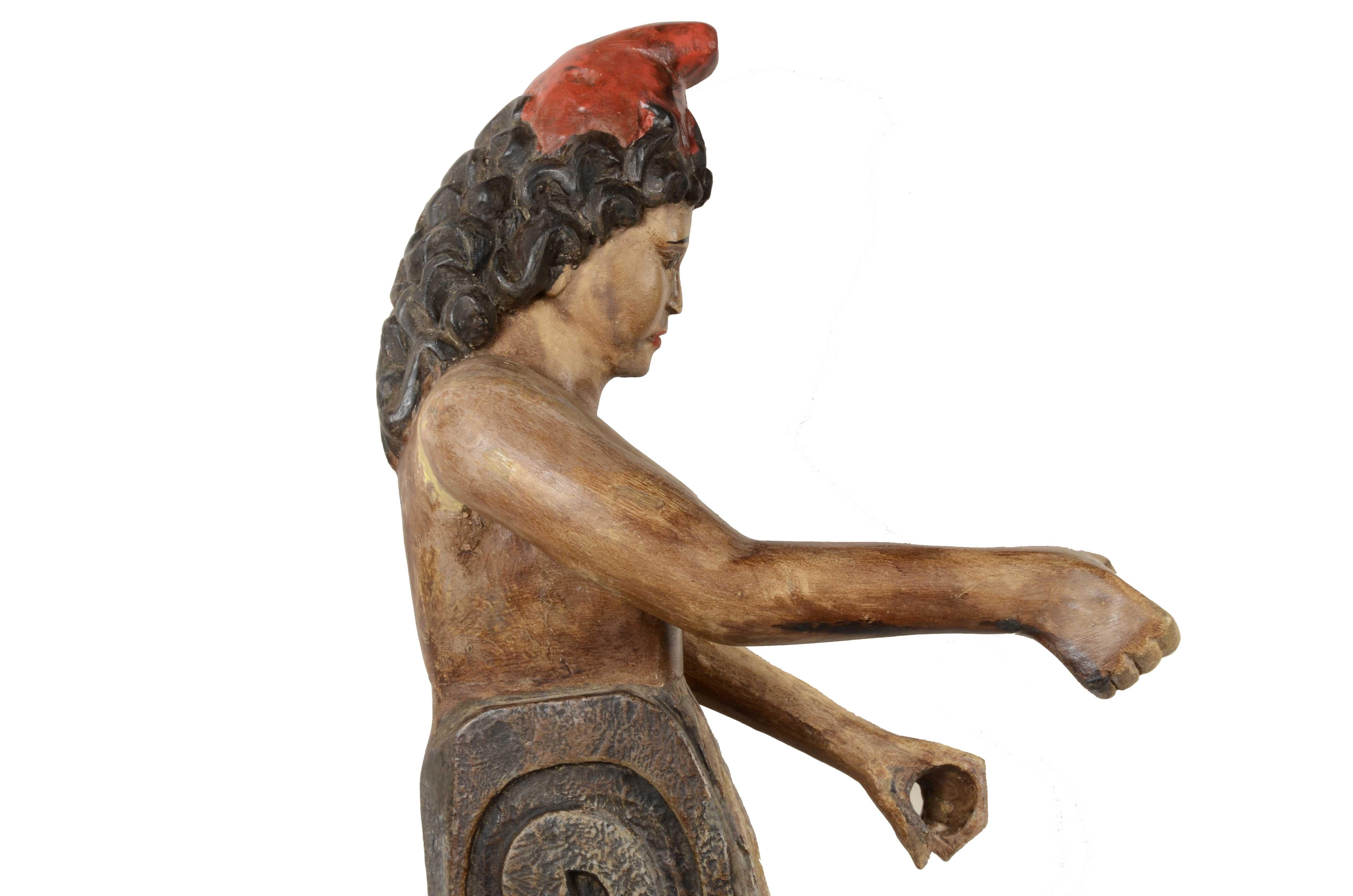 Polena policroma ornamentale spagnola del XIX sec. raffigurante figura femminile 11