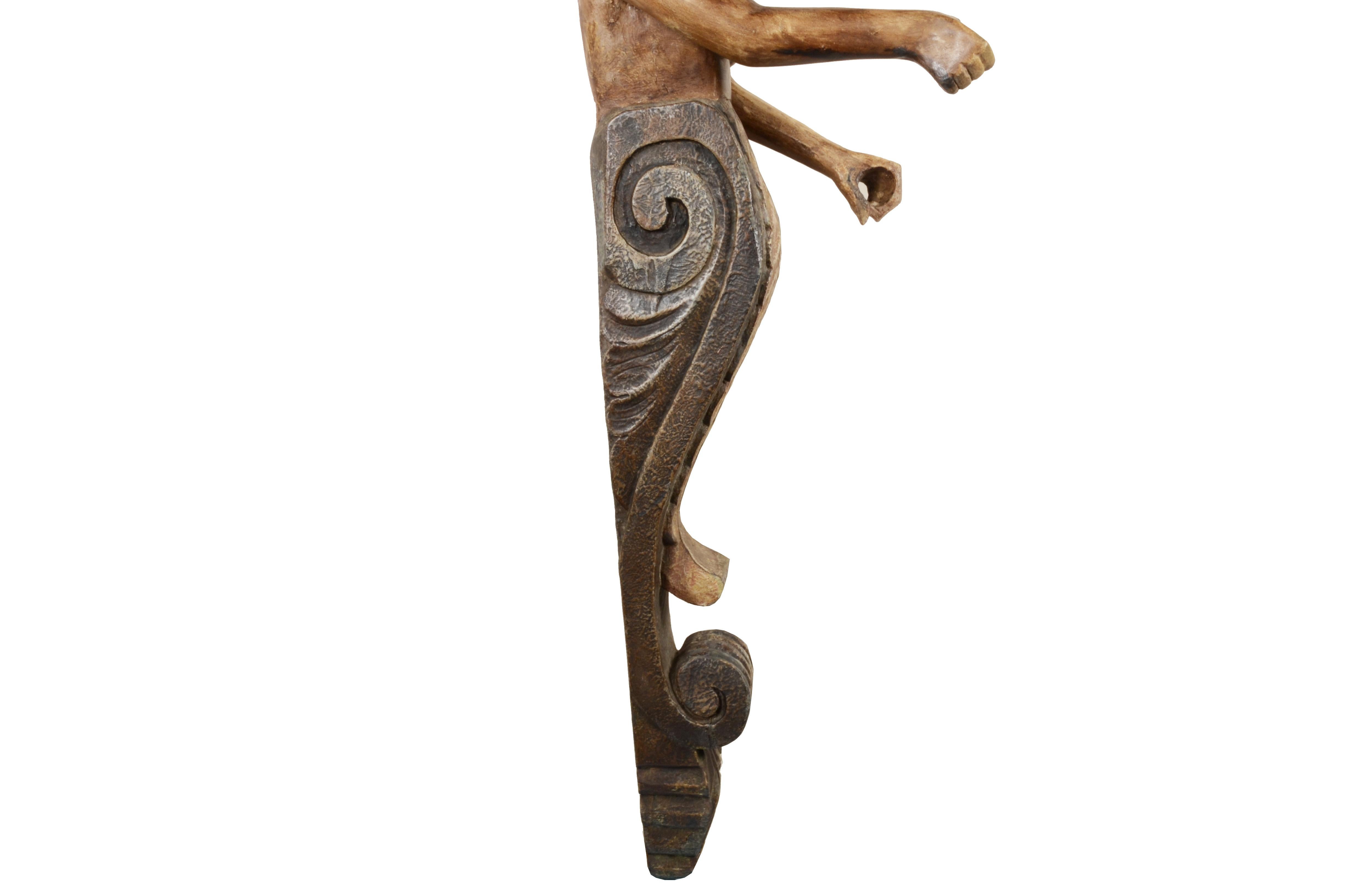 Polena policroma ornamentale spagnola del XIX sec. raffigurante figura femminile 12