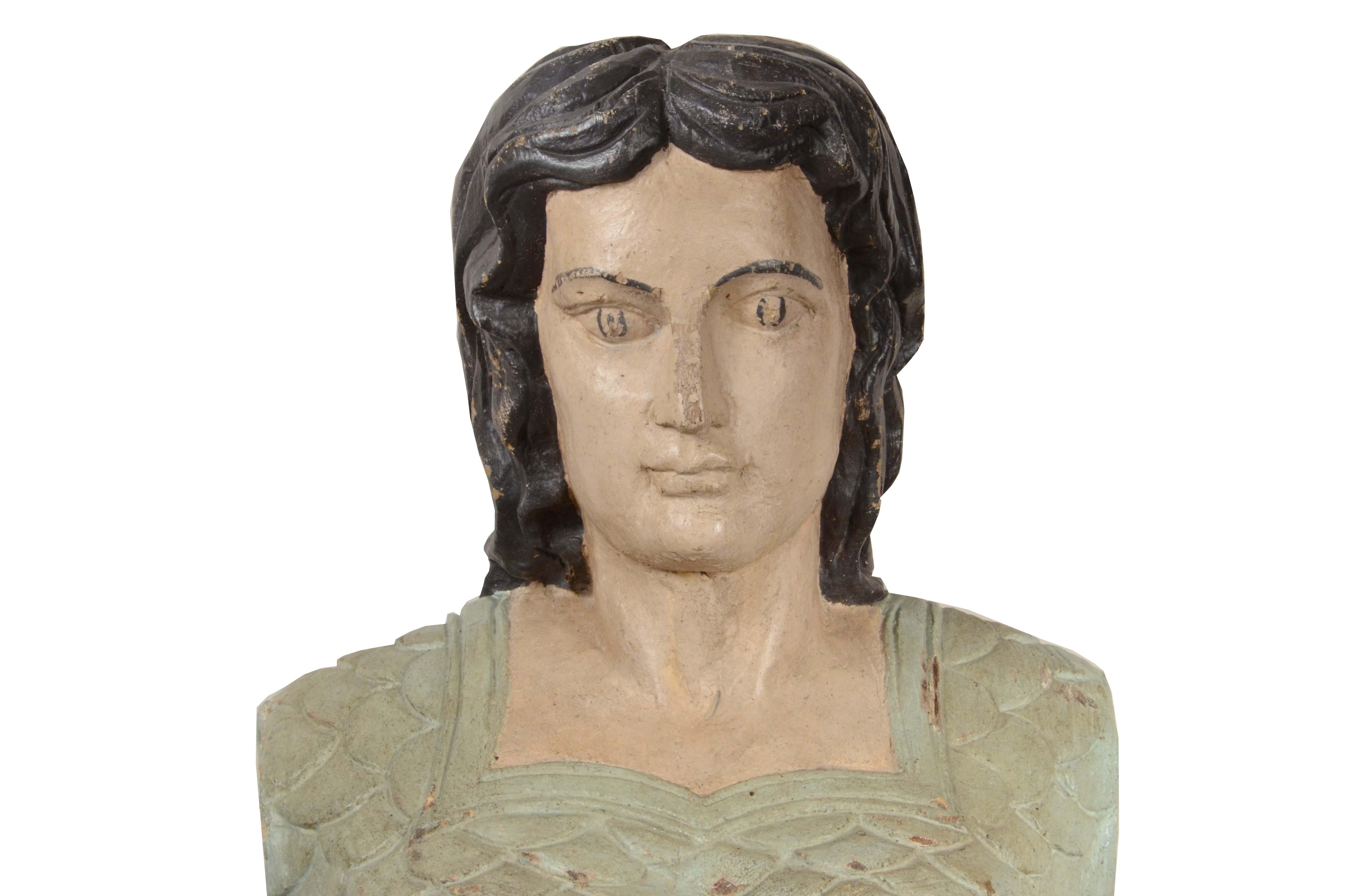 Polena raffigurante una figura femminile Indie Orientali fine del XIX secolo In Good Condition For Sale In Milan, IT