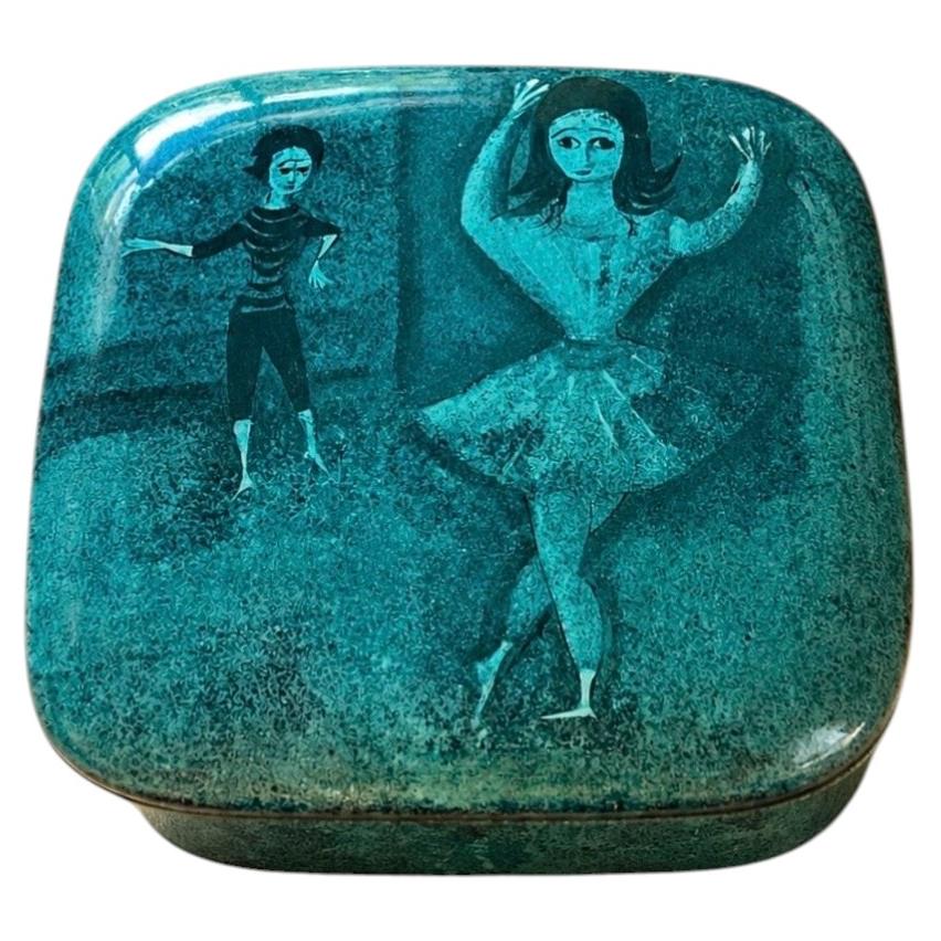 Polia Pillin, 1950, boîte en céramique avec couvercle, style « Mid-Century » en vente