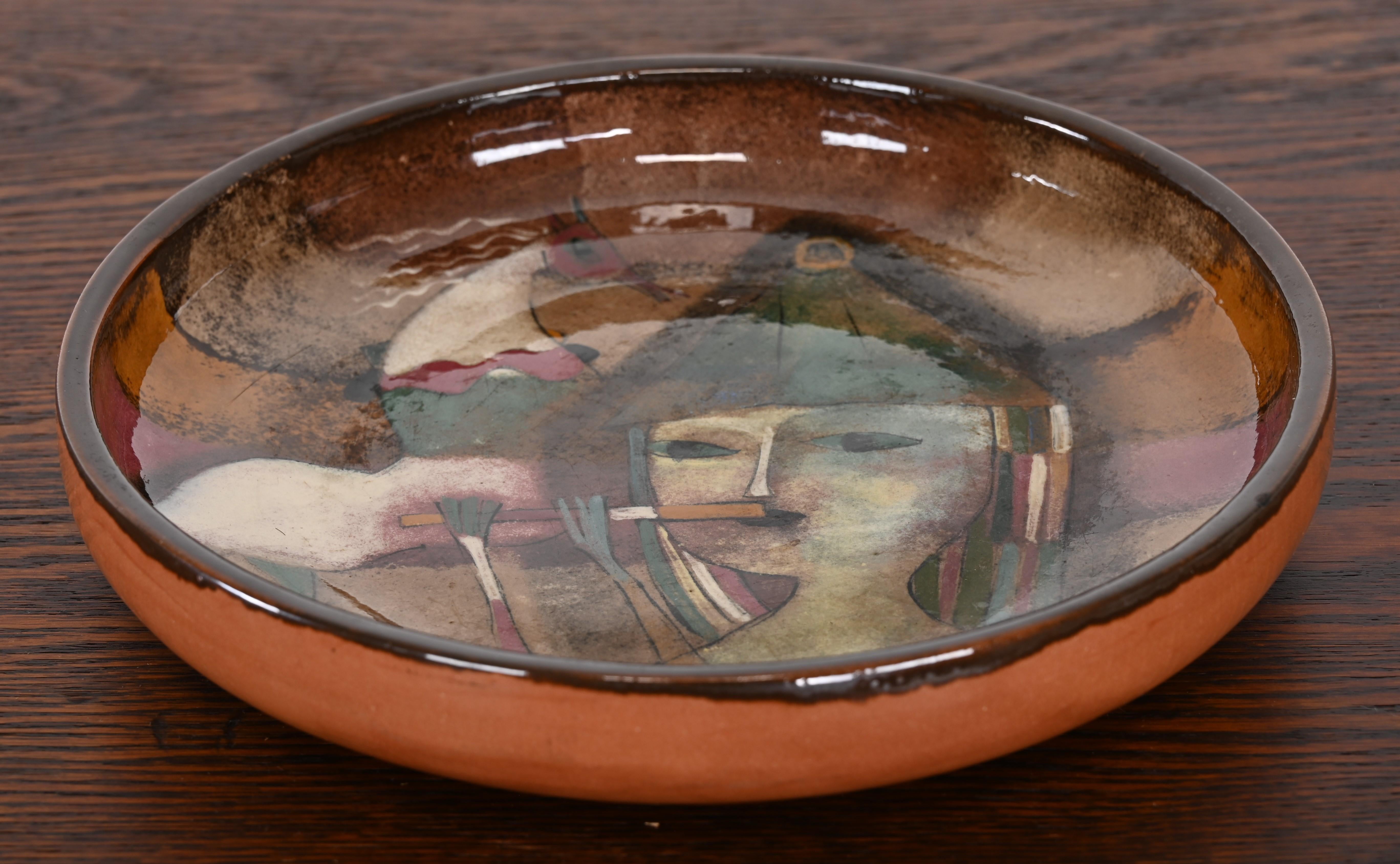 Polia Pillin California Studio Pottery Dish, 1950s In Good Condition For Sale In Hamburg, PA
