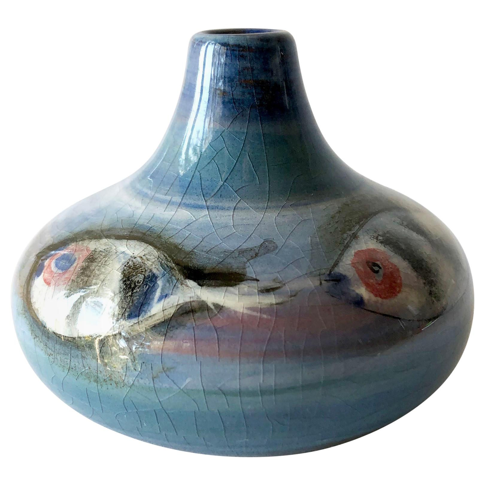California studio pottery bud vase created by Polia Pillin, circa 1960's. Vase measures 3