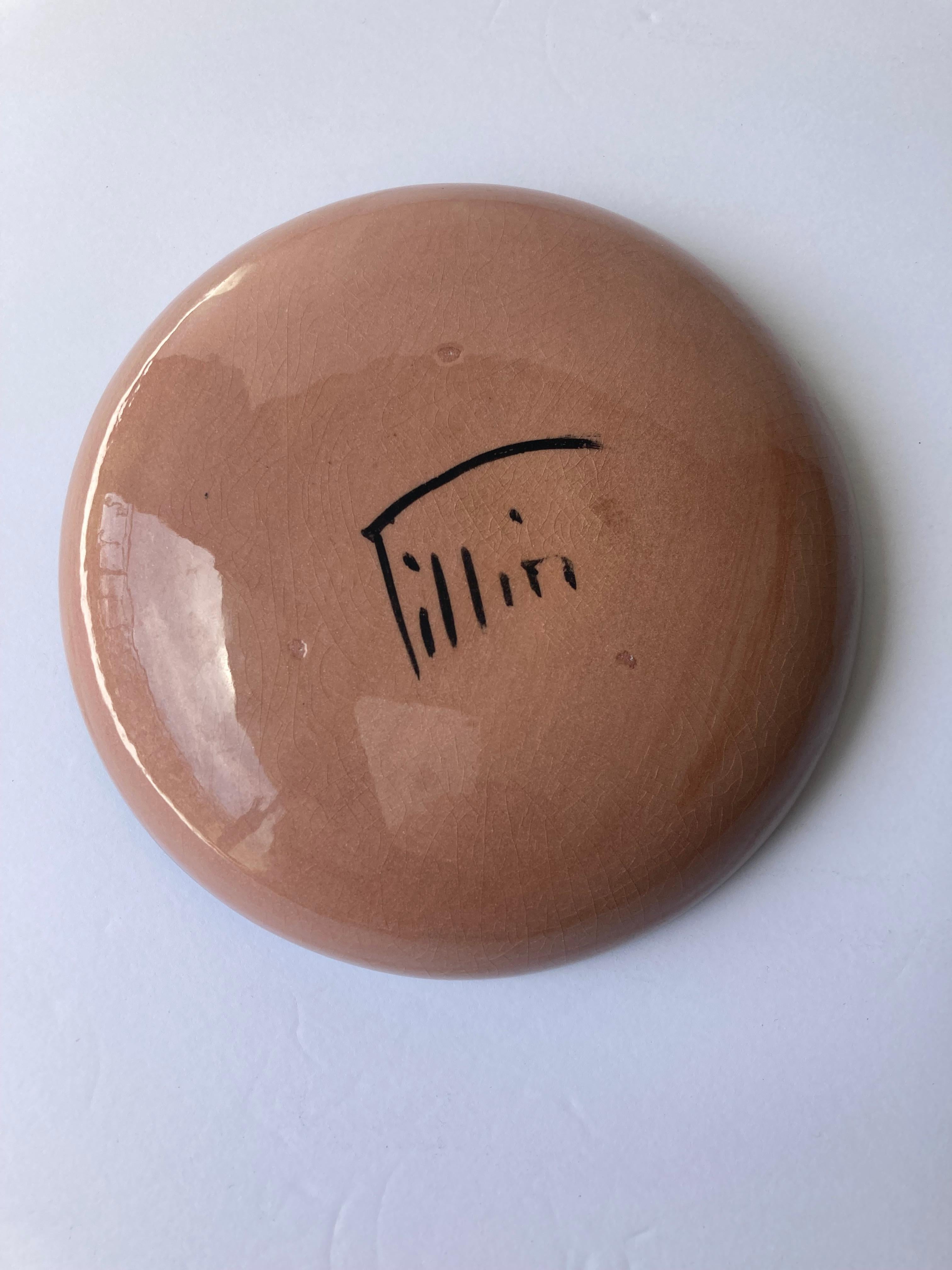 Américain Bol/plaque en céramique/poterie Polia Pillin, signé en vente