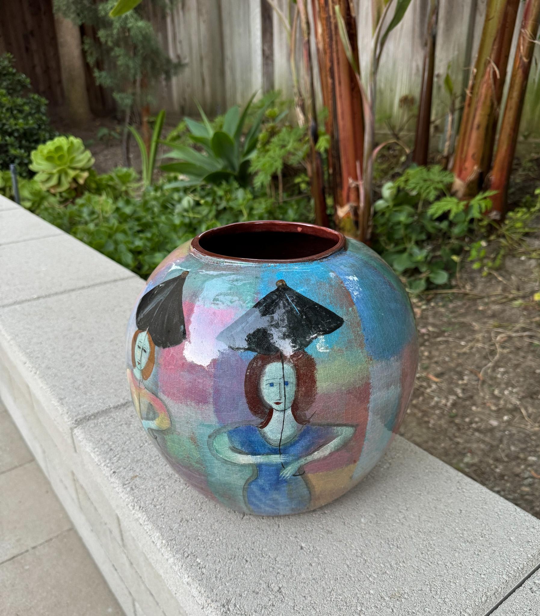 Polia Pillin Large Scale Bulbous Ceramic Vase, California, c.1965 For Sale 3