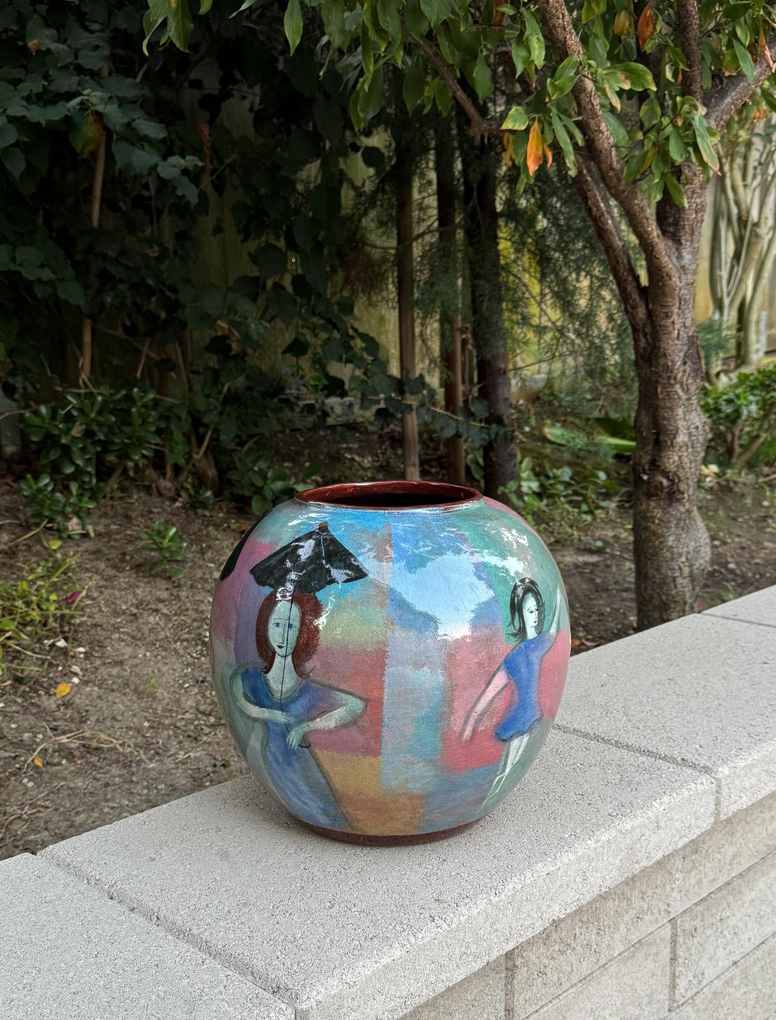 Polia Pillin Large Scale Bulbous Ceramic Vase, California, c.1965 For Sale 4
