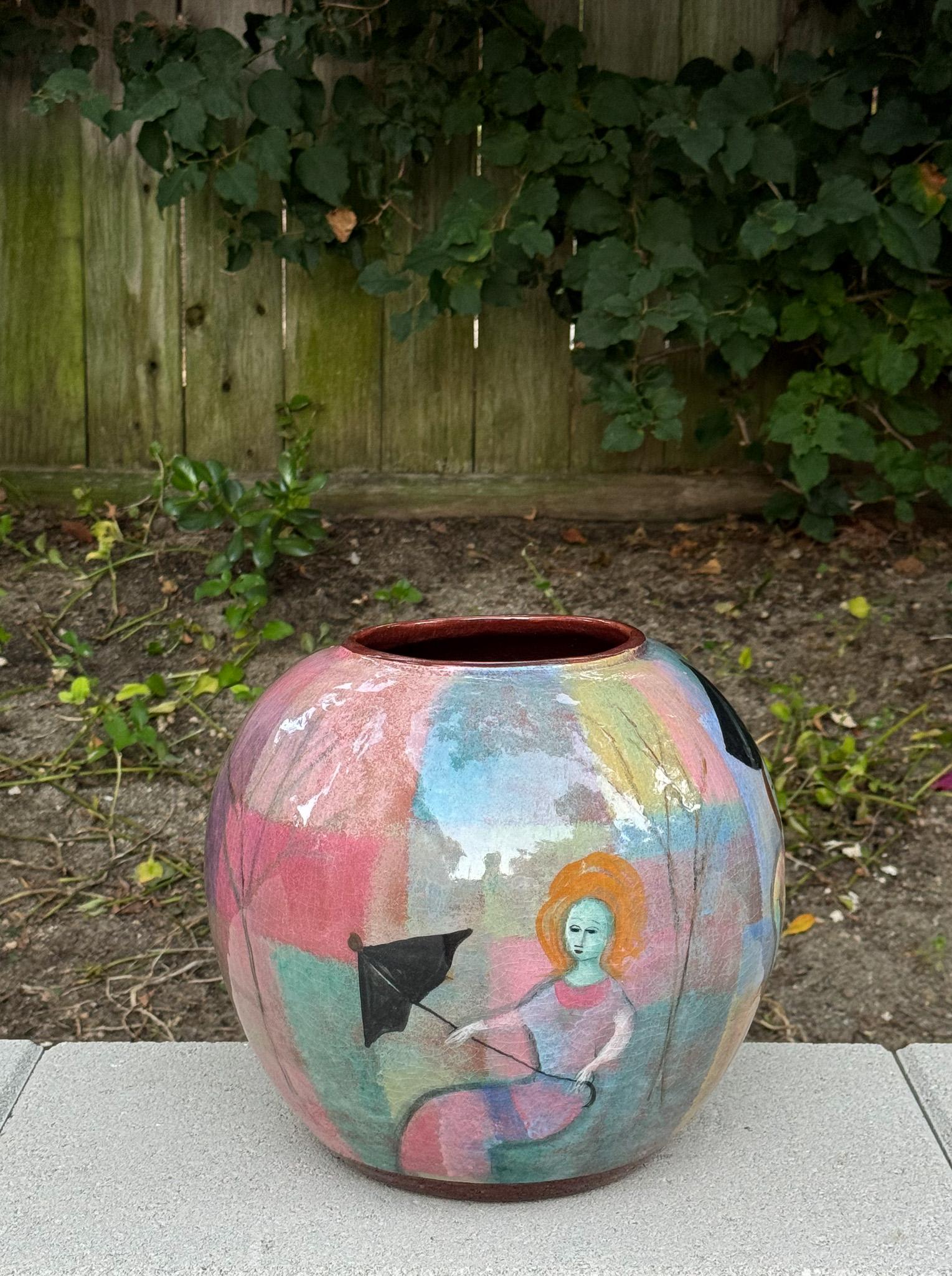 Polia Pillin Large Scale Bulbous Ceramic Vase, California, c.1965 For Sale 7