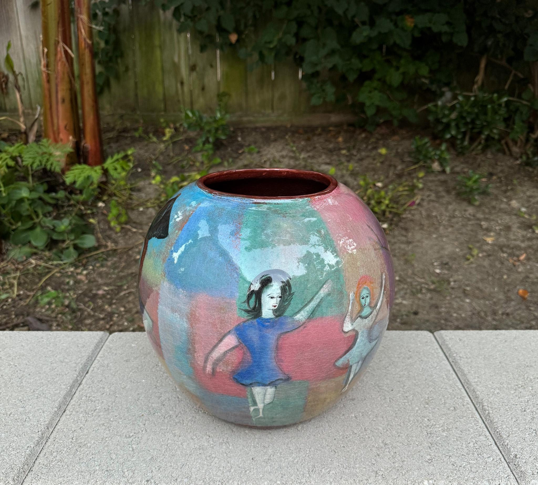 Polia Pillin Large Scale Bulbous Ceramic Vase, California, c.1965 For Sale 8