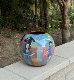 Vase en céramique bulbeuse à grande échelle Polia Pillin, Californie, vers 1965