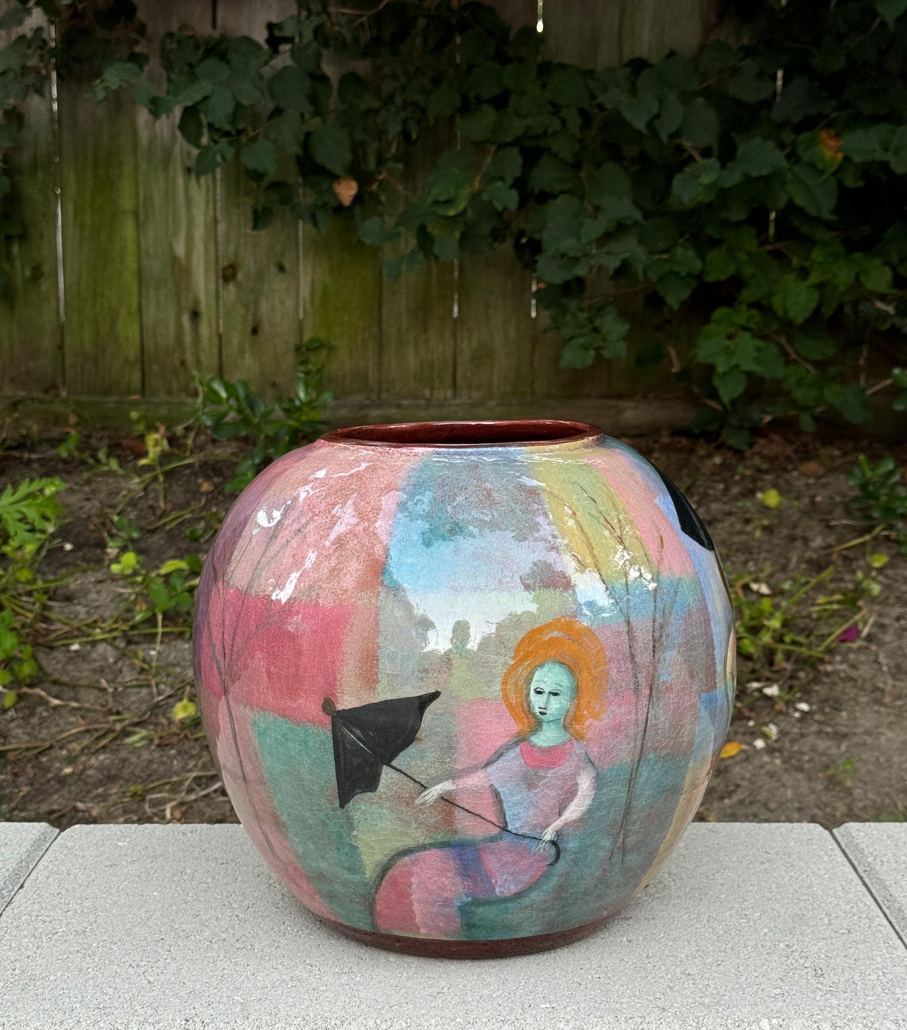 Mid-Century Modern Polia Pillin Large Scale Bulbous Ceramic Vase, California, c.1965 For Sale