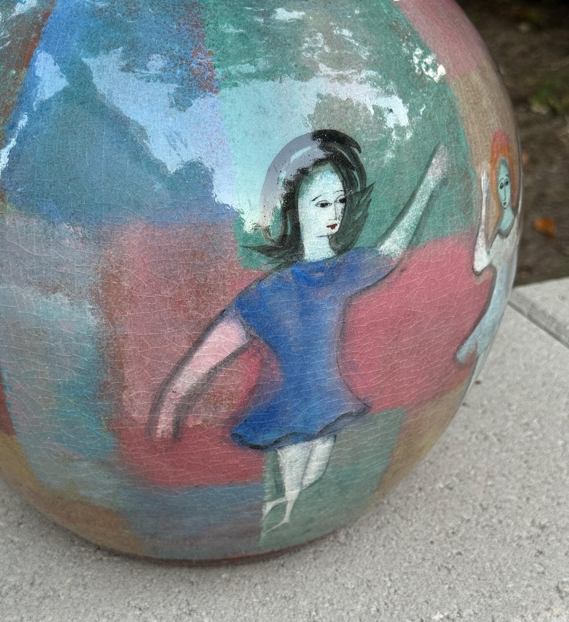 American Polia Pillin Large Scale Bulbous Ceramic Vase, California, c.1965 For Sale