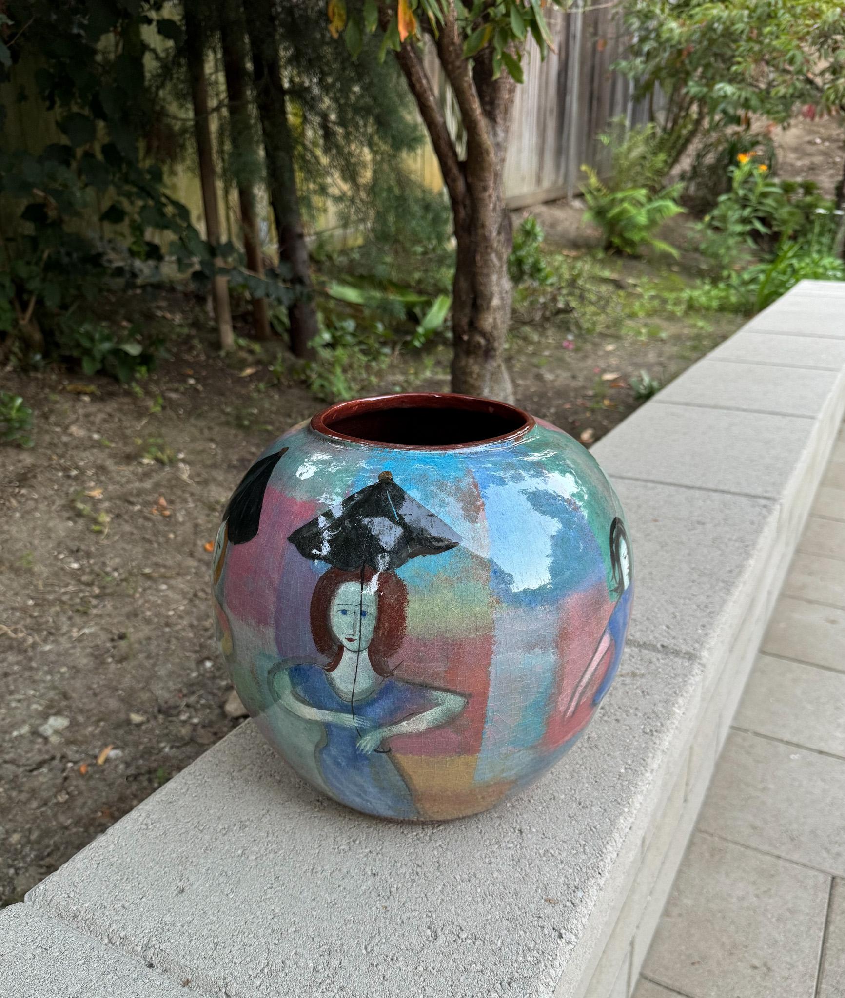 Glazed Polia Pillin Large Scale Bulbous Ceramic Vase, California, c.1965 For Sale