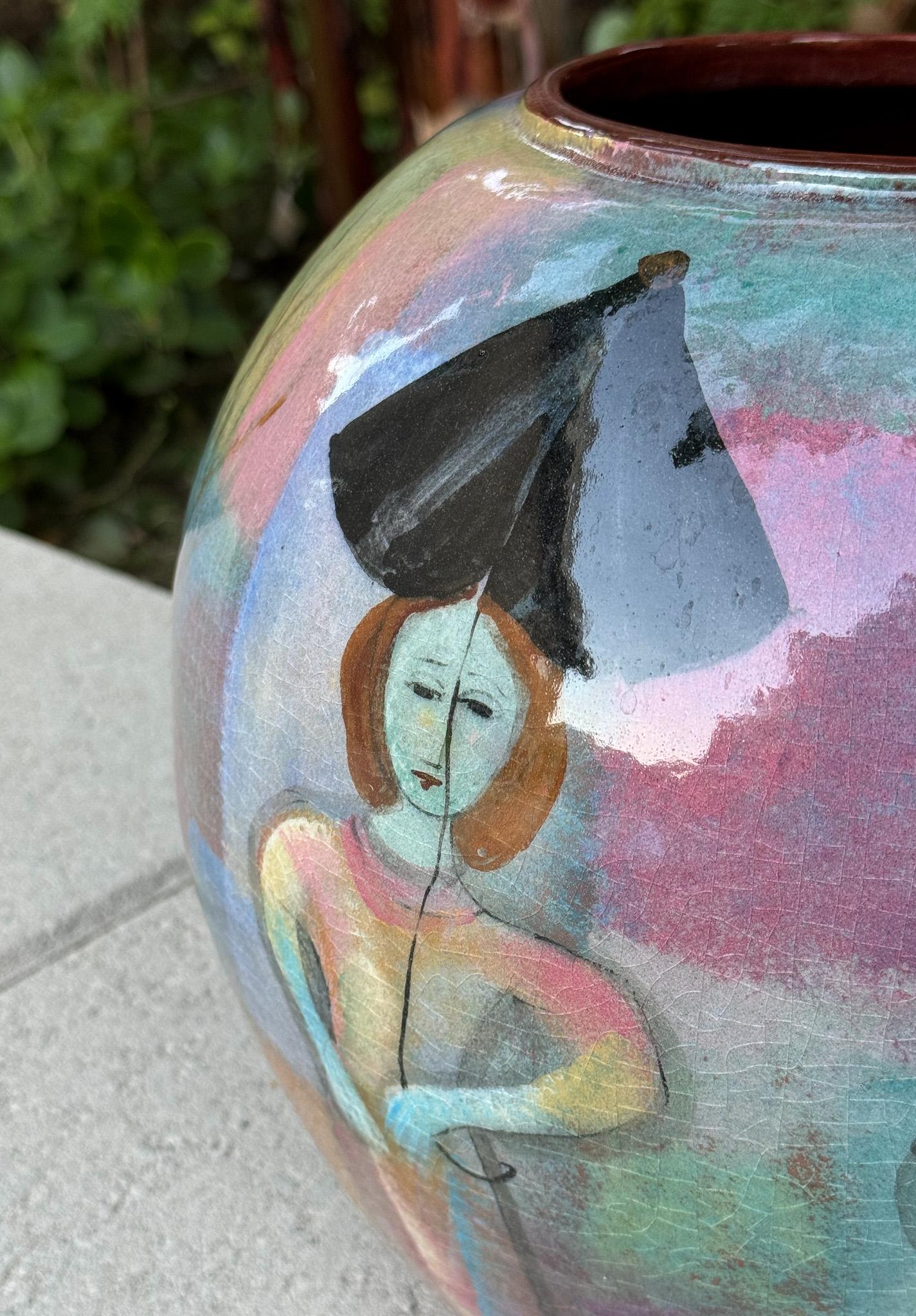 20th Century Polia Pillin Large Scale Bulbous Ceramic Vase, California, c.1965 For Sale