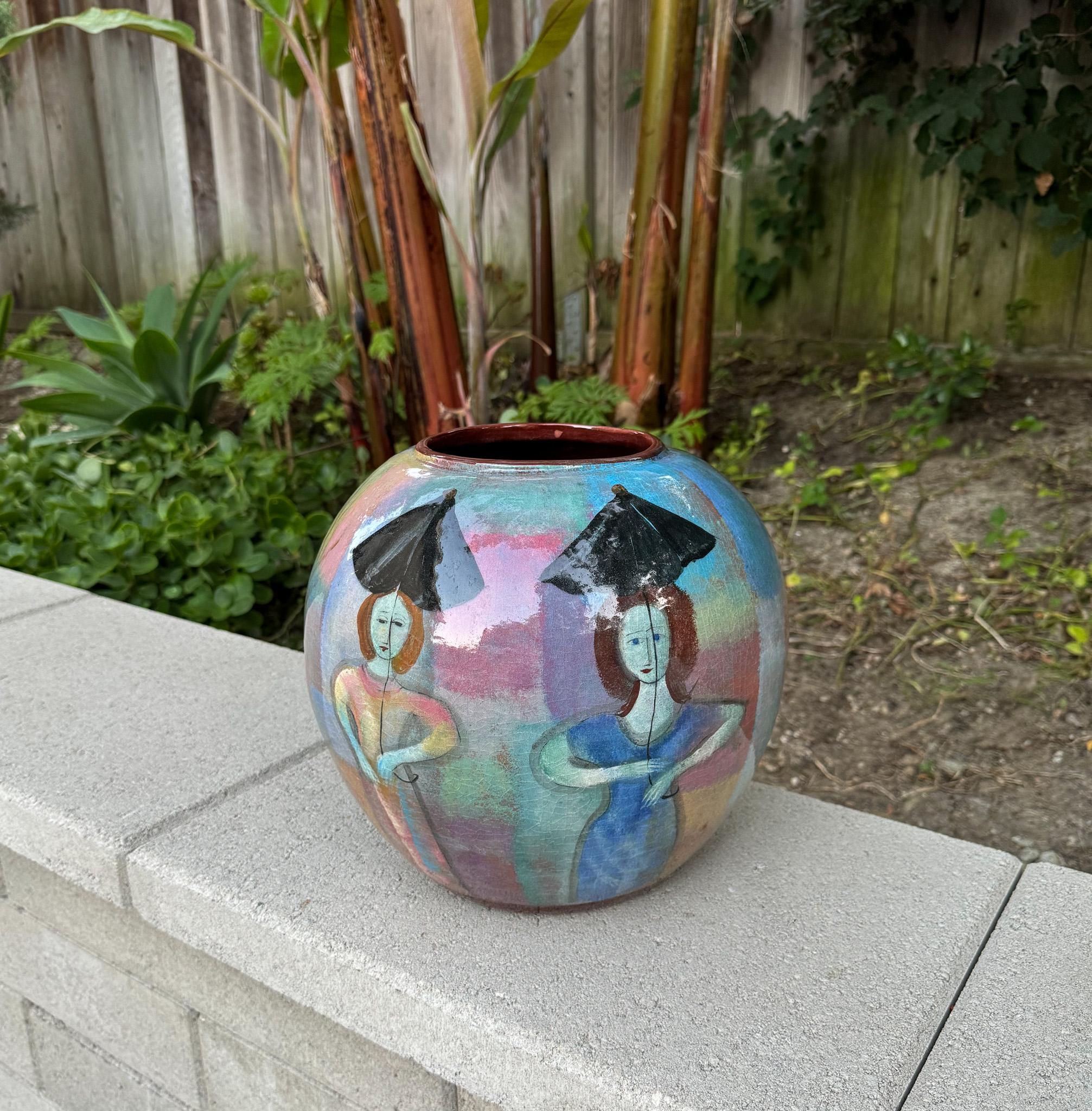 Polia Pillin Large Scale Bulbous Ceramic Vase, California, c.1965 For Sale 2