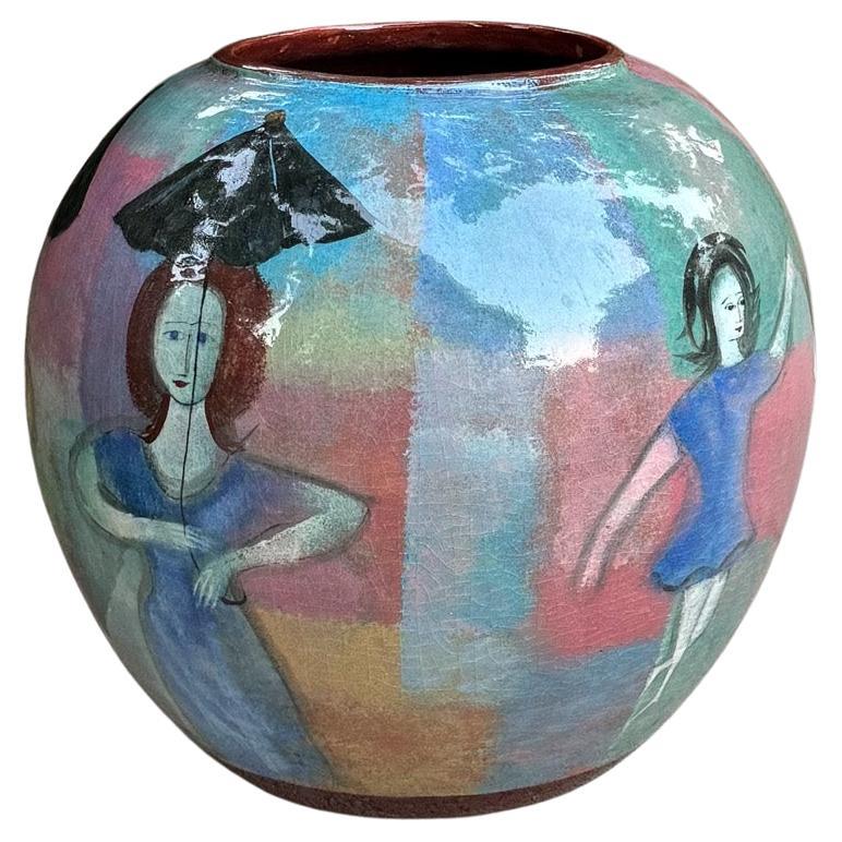Polia Pillin Large Scale Bulbous Ceramic Vase, California, c.1965 For Sale