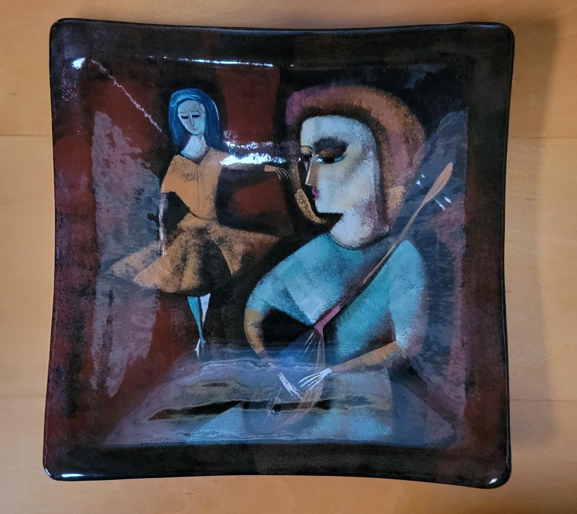 American Polia Pillin Mid-Century Studio Pottery Plate For Sale