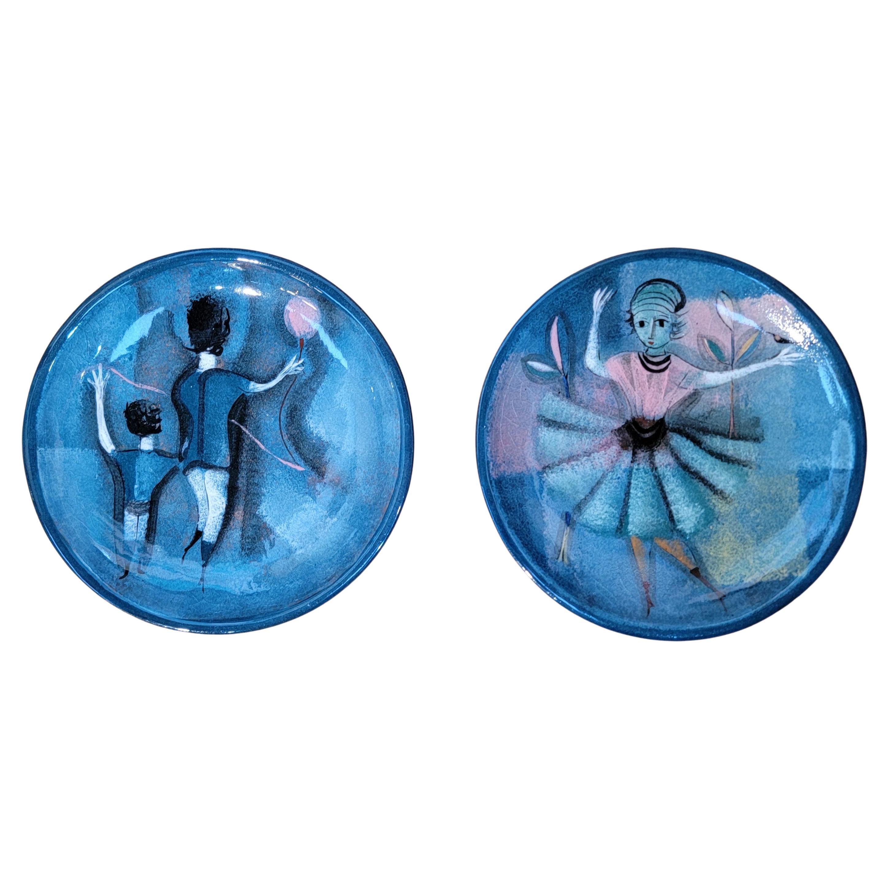 Polia Pillin Pair Studio Pottery Plates For Sale