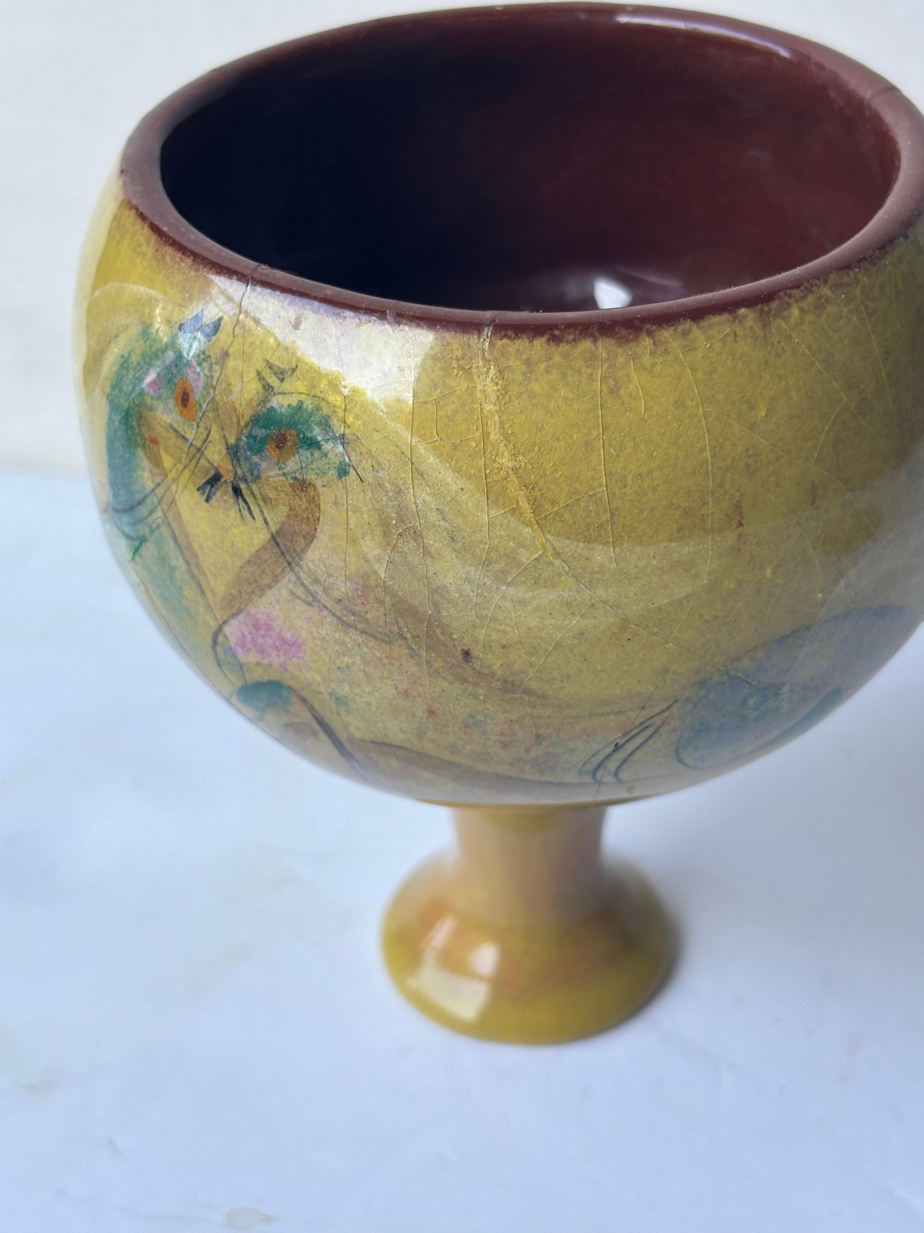 Polia Pillin rare footed bowl with lid ceramic/ pottery , signed . in vendita 3