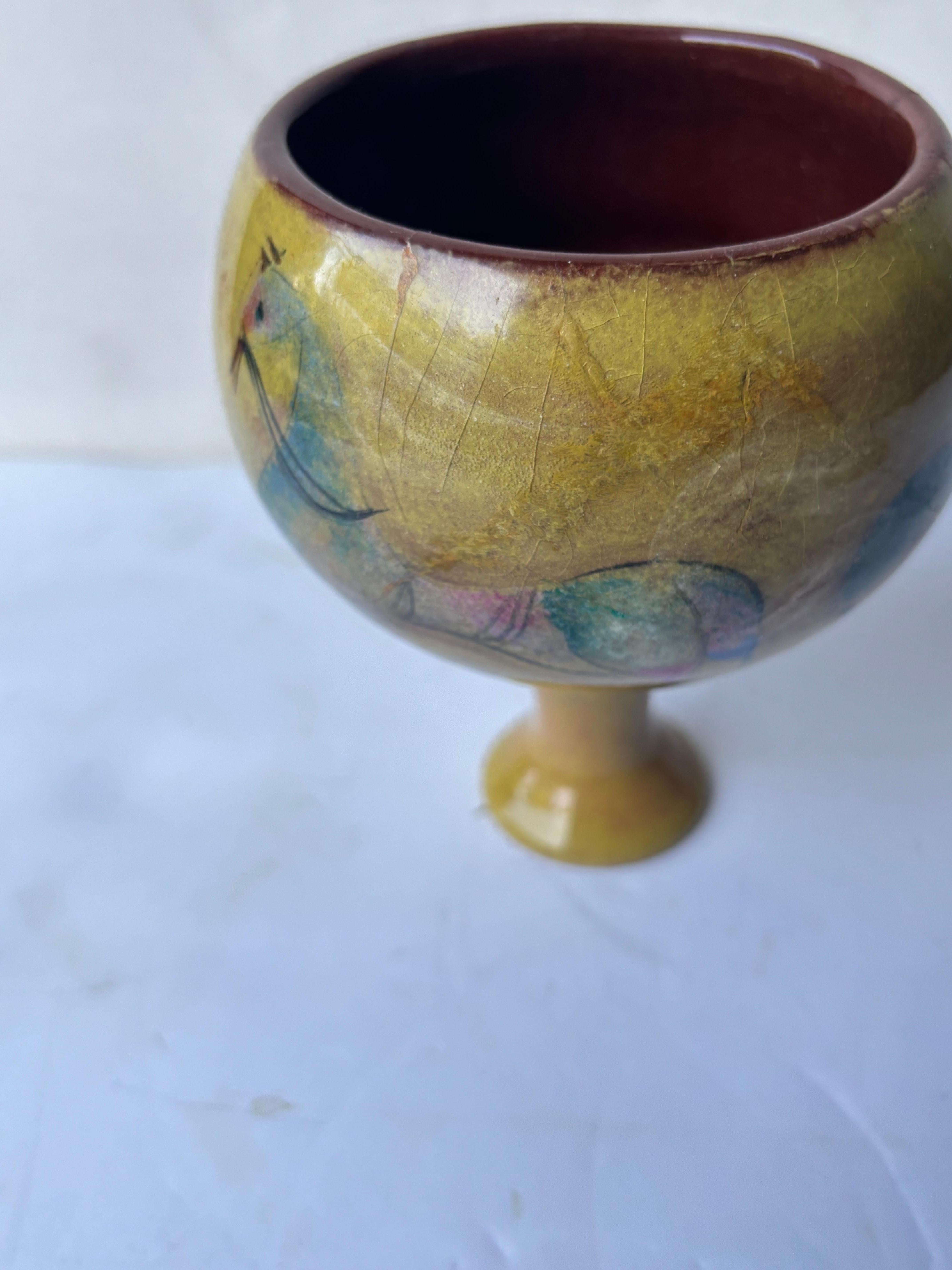 Polia Pillin rare footed bowl with lid ceramic/ pottery , signed . in vendita 4