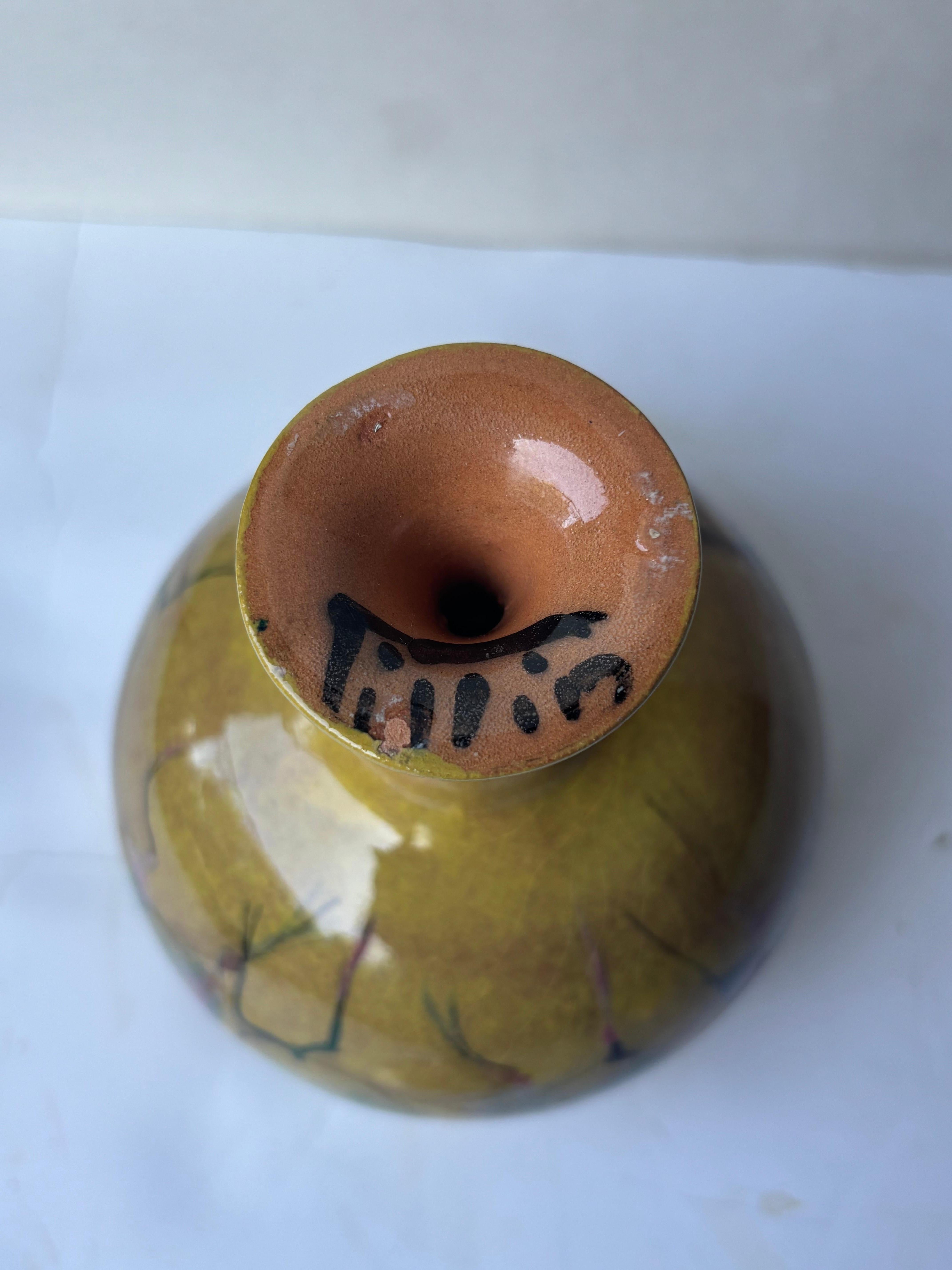 Terracotta Polia Pillin rare footed bowl with lid ceramic/ pottery , signed . in vendita
