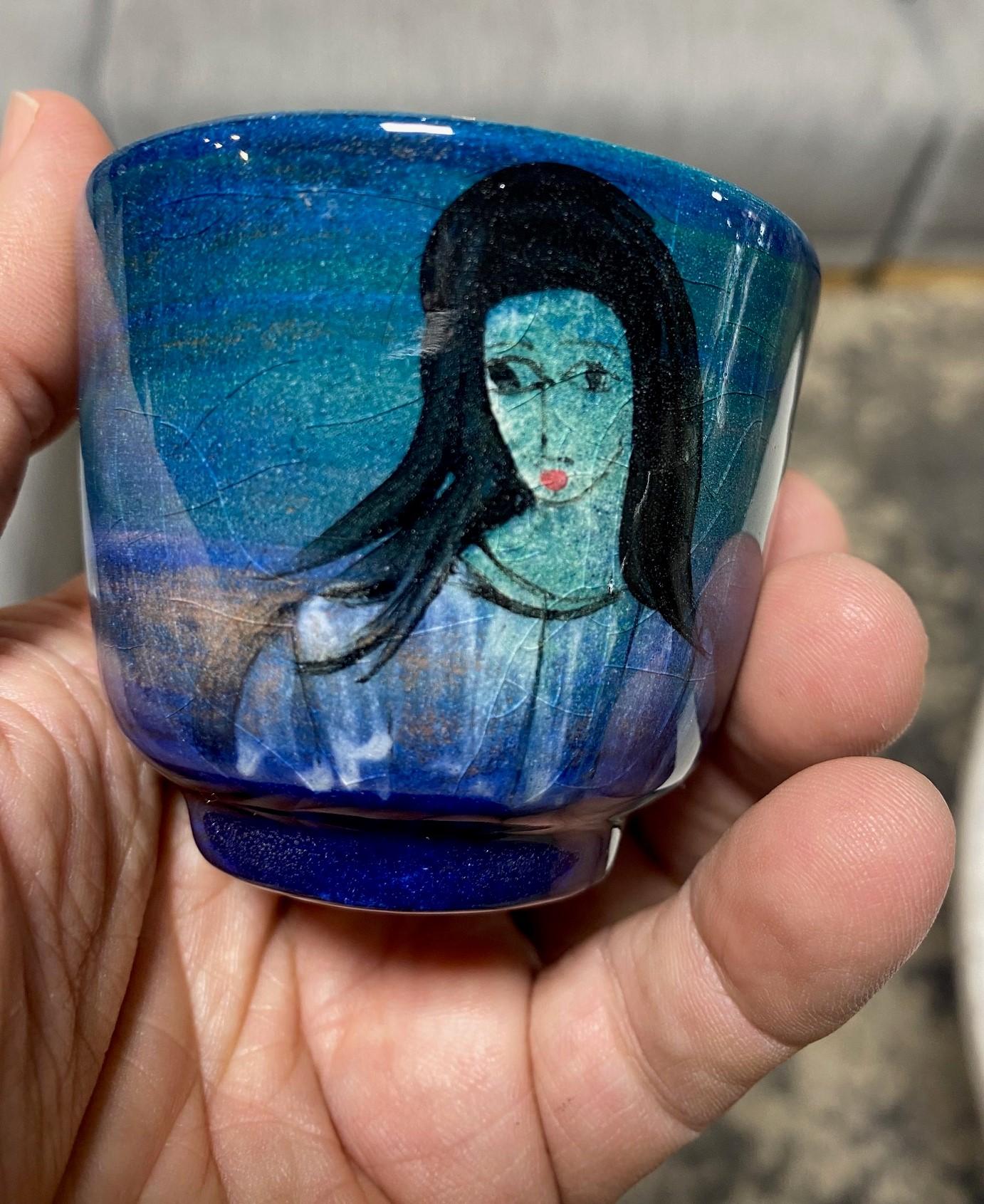 Tasse à thé Yunomi en poterie de studio de Californie moderne du milieu du siècle signée Polia Pillin en vente 6