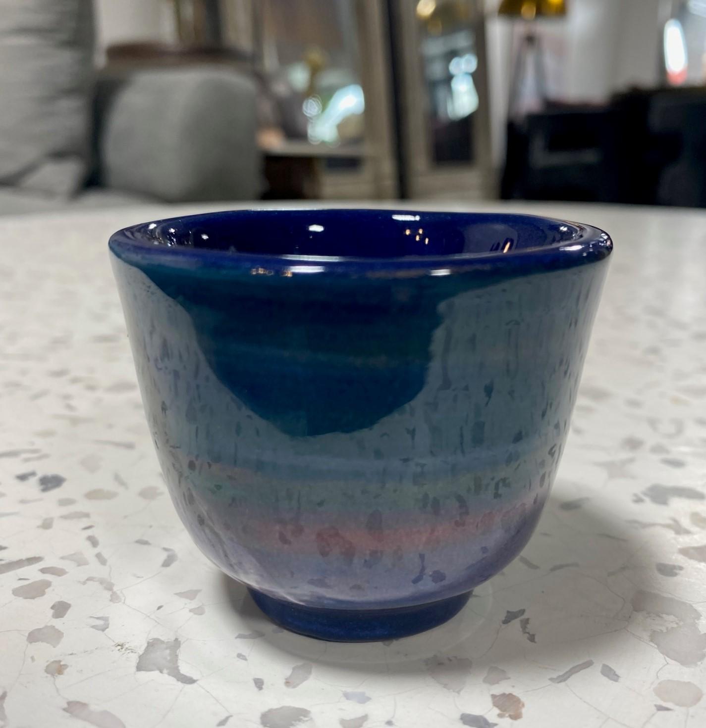 Glazed Polia Pillin Signed Mid-Century Modern California Studio Pottery Yunomi Tea Cup For Sale