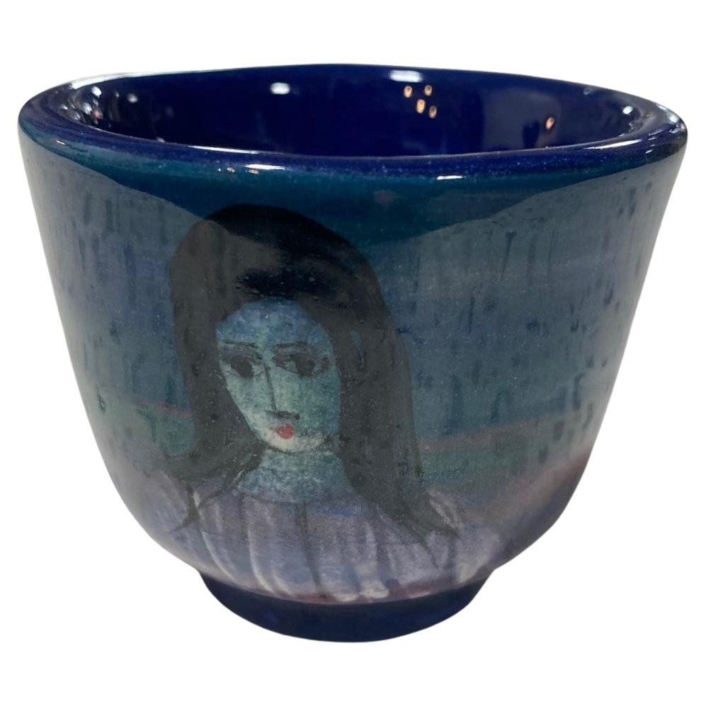 Tasse à thé Yunomi en poterie de studio de Californie moderne du milieu du siècle signée Polia Pillin