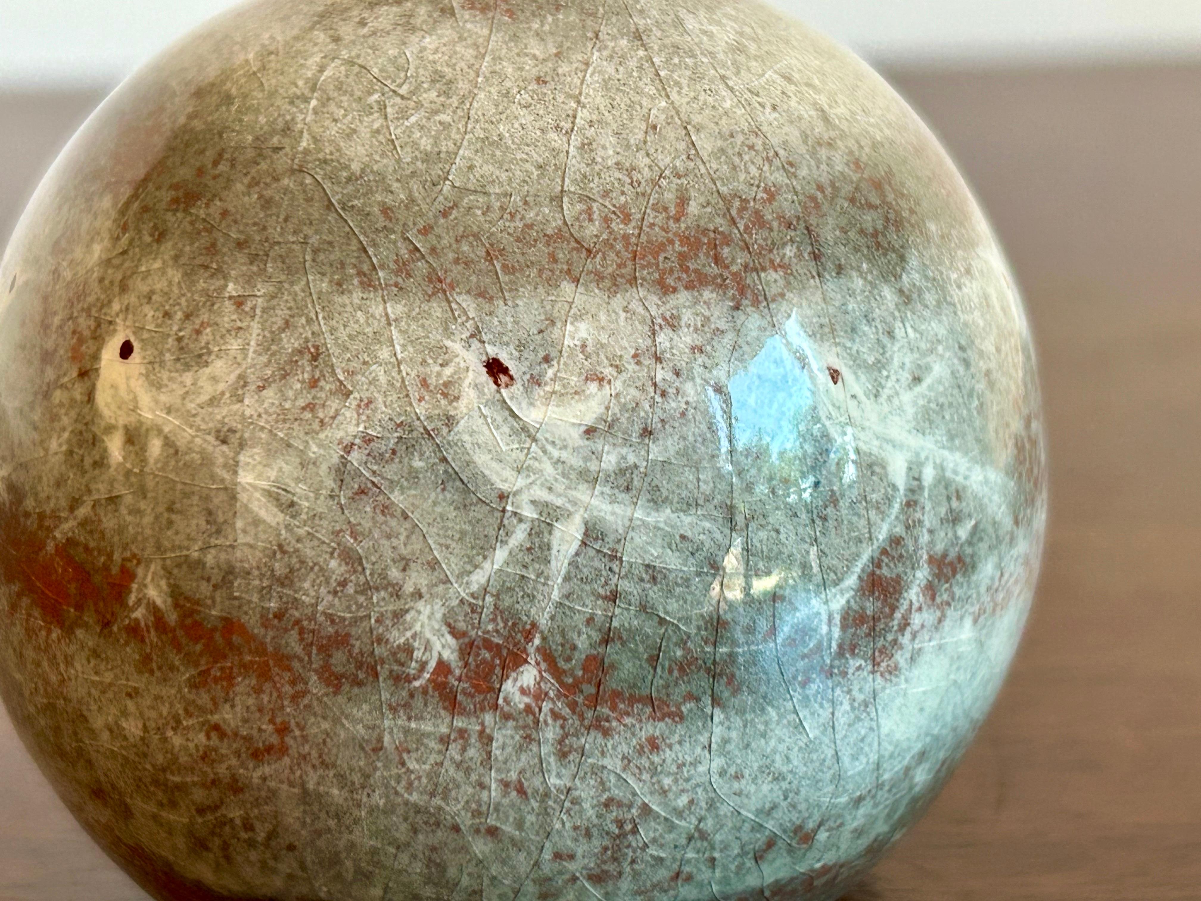 Studio Pottery Spherical Weed Vase Polia Pillin In Excellent Condition For Sale In Los Angeles, CA