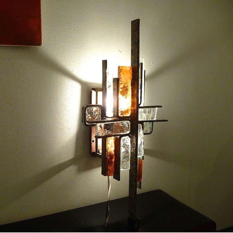 Poliarte Brutalist Sconce,  2 pieces available, Mid-Century Modern, Italy 1970s In Good Condition For Sale In Bochum, NRW