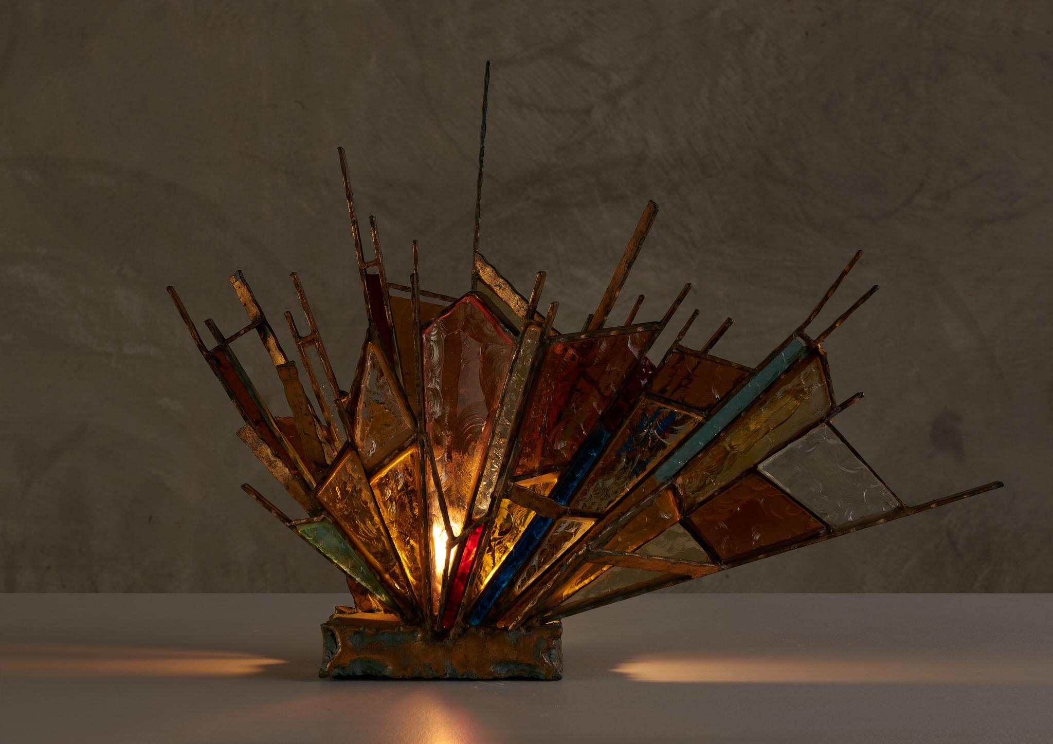 Italian Poliarte Brutalist Table Lamp For Sale