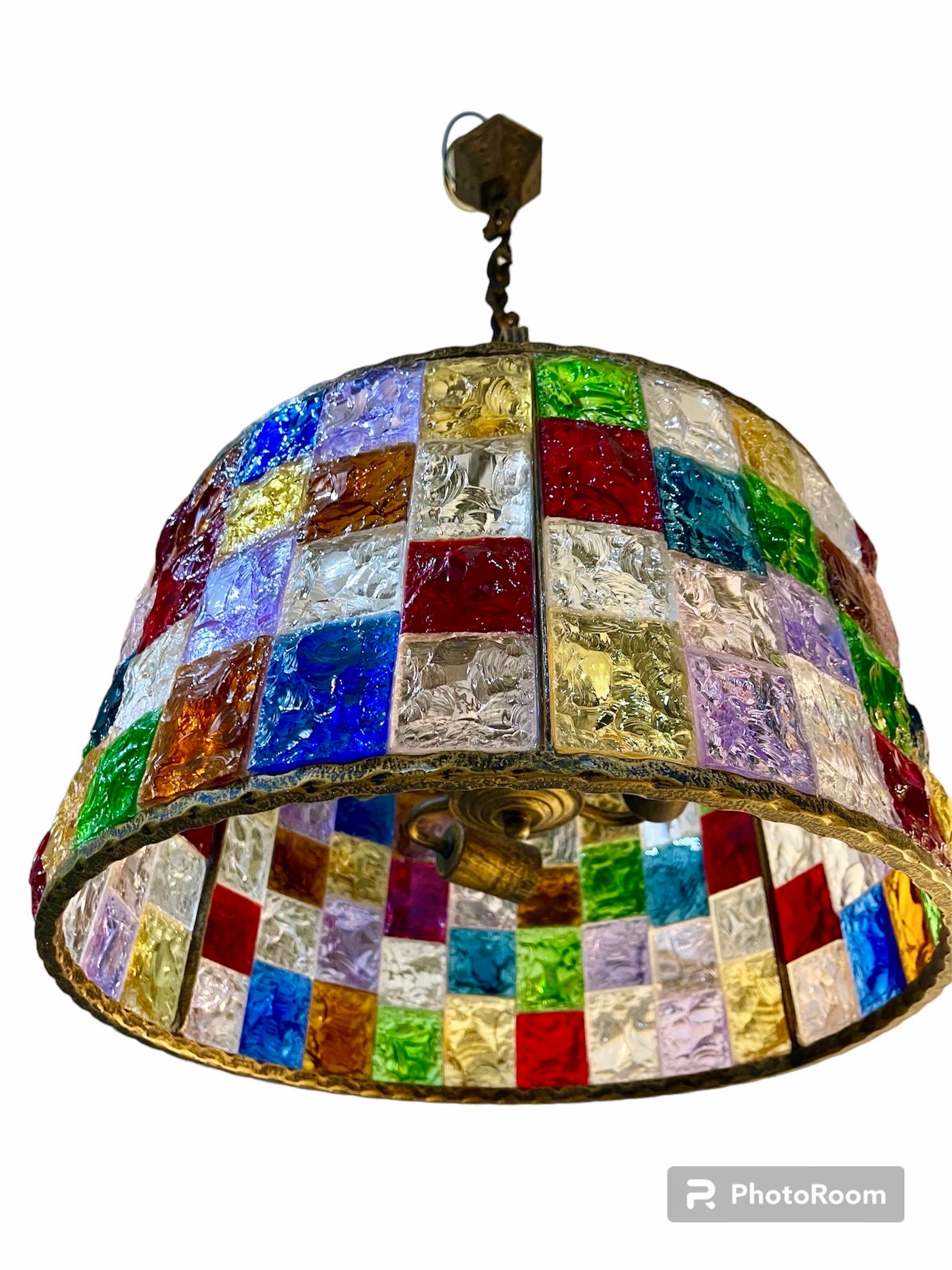 Brutalist Poliarte by longobard chandelier glass murano  , Italy 1990 For Sale