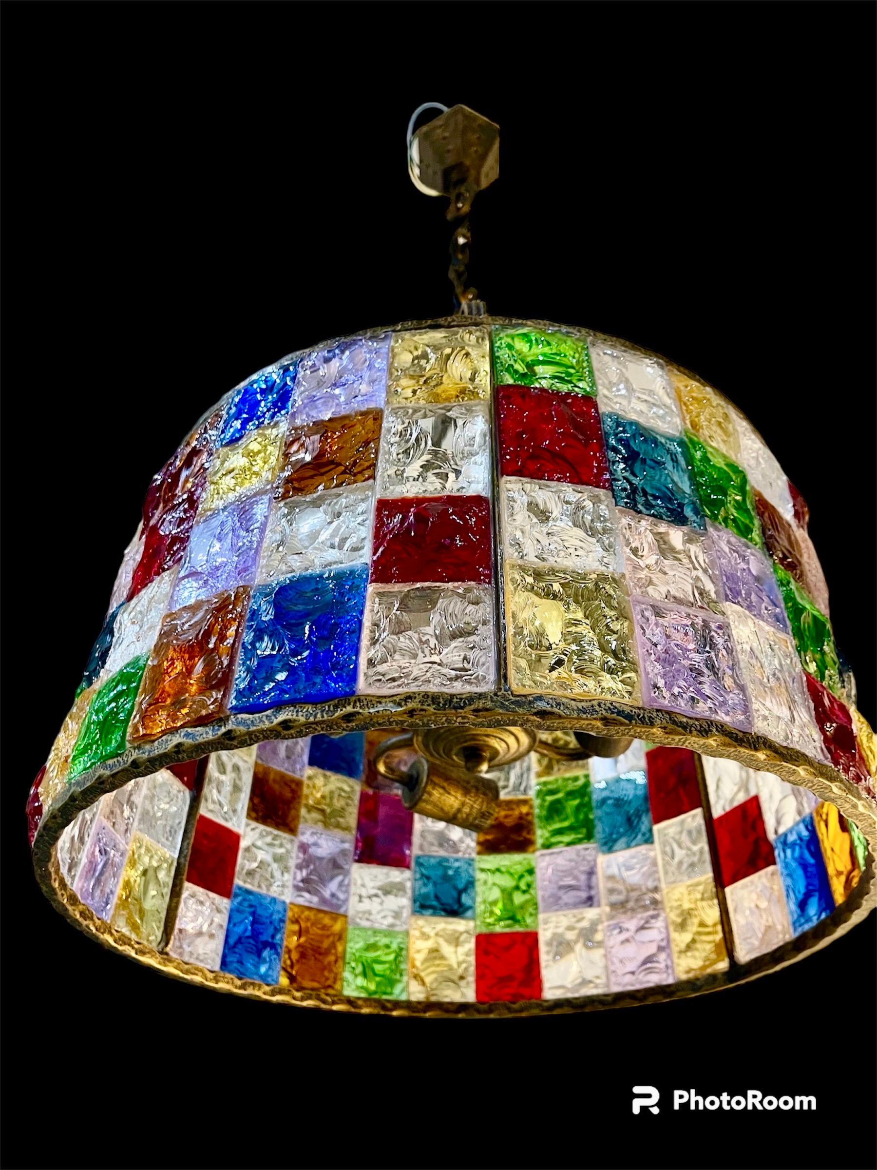italien Poliarte by Longobard chandelier verre murano  , Italie 1990 en vente