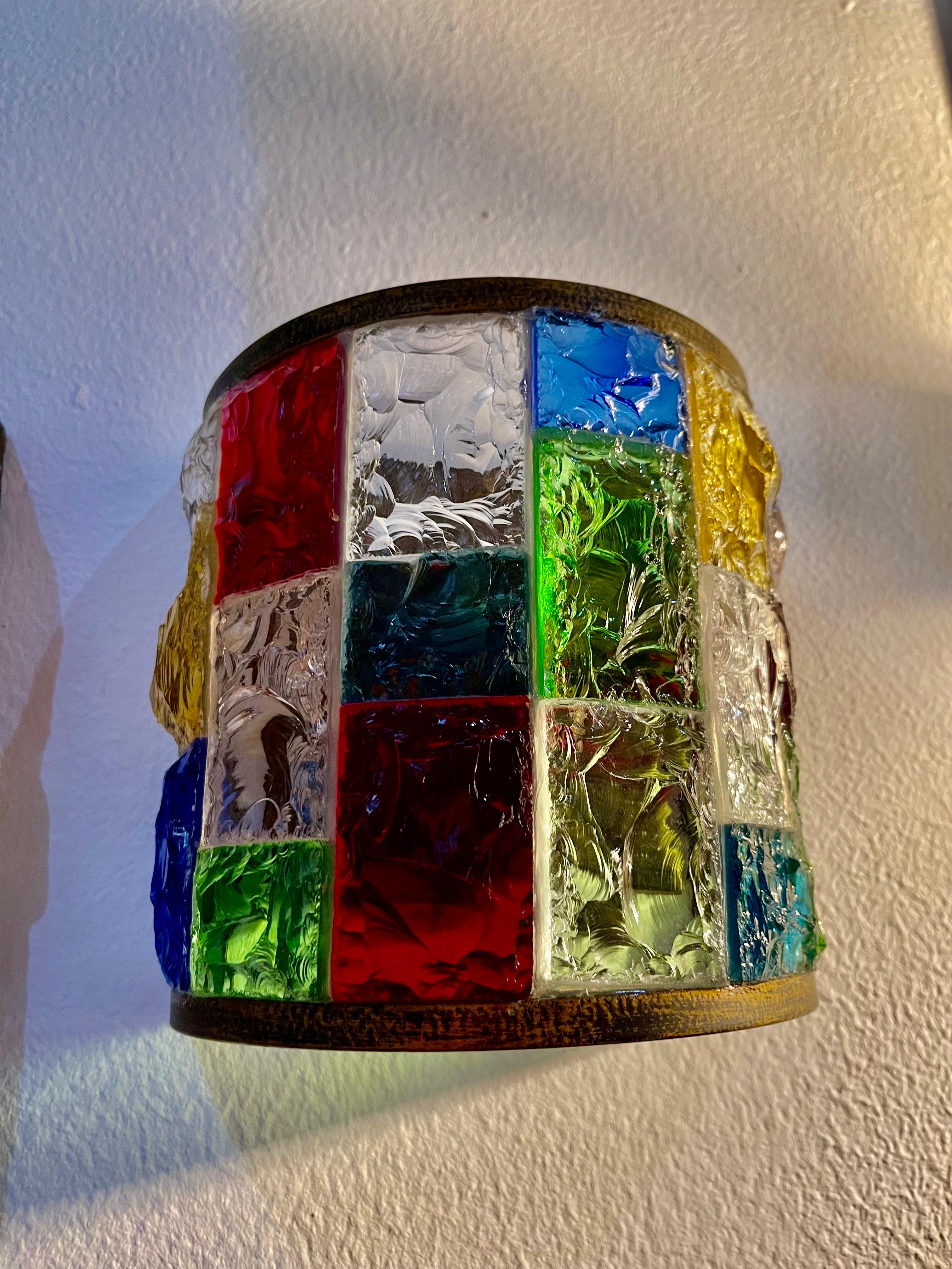 Late 20th Century Poliarte by longobard wall lighting glass murano Pair  , Italy 1990 For Sale