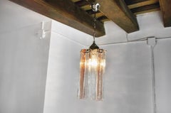 Italian Pink and transparent murano glass chandeliers, 1970s