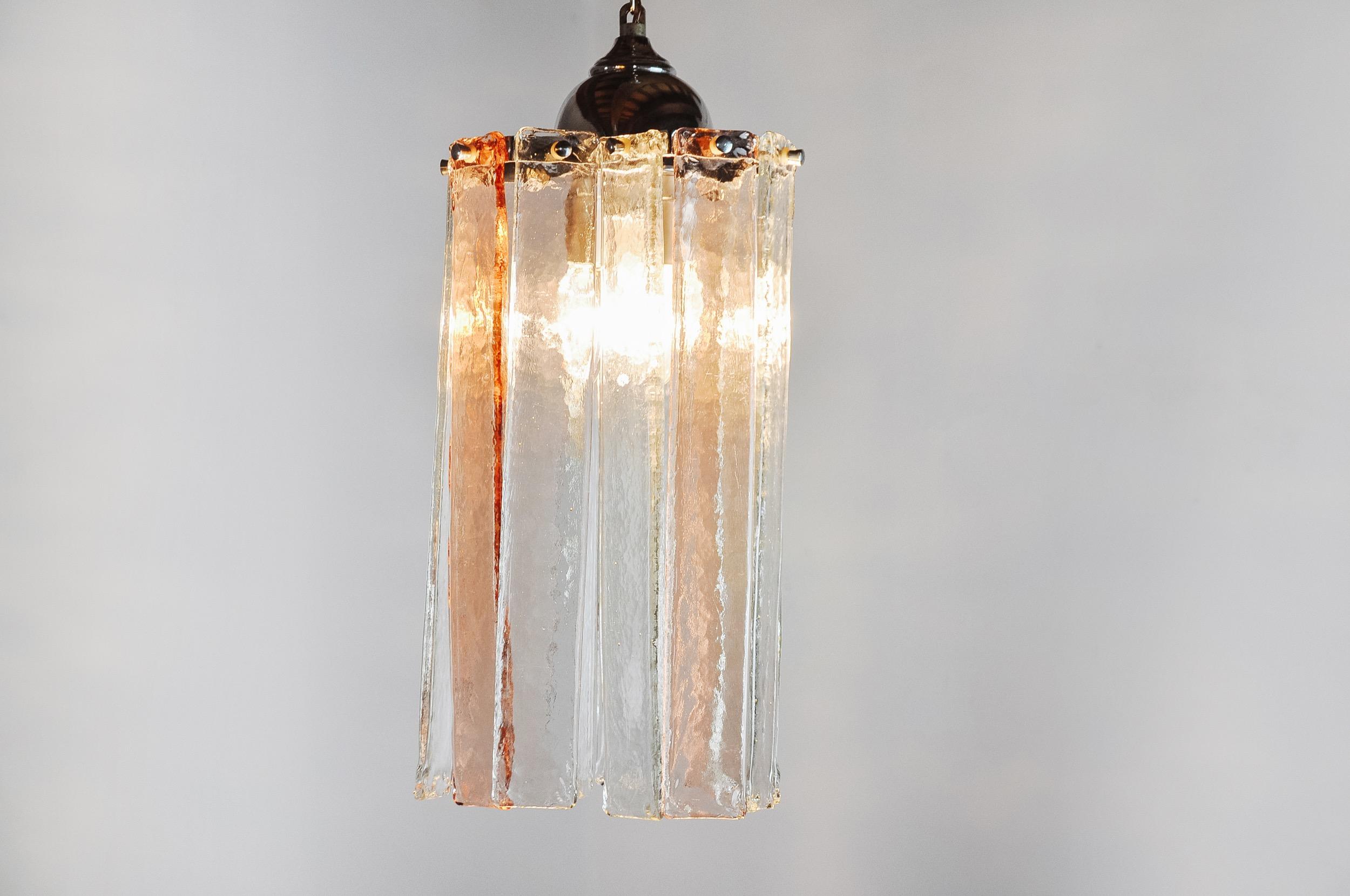 Poliarte chandelier by Albano Poli, pink and transparent murano glass, Italy, 19 For Sale 1