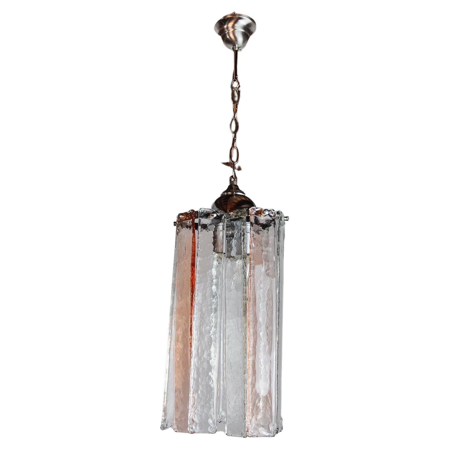 Poliarte chandelier by Albano Poli, pink and transparent murano glass, Italy, 19 For Sale