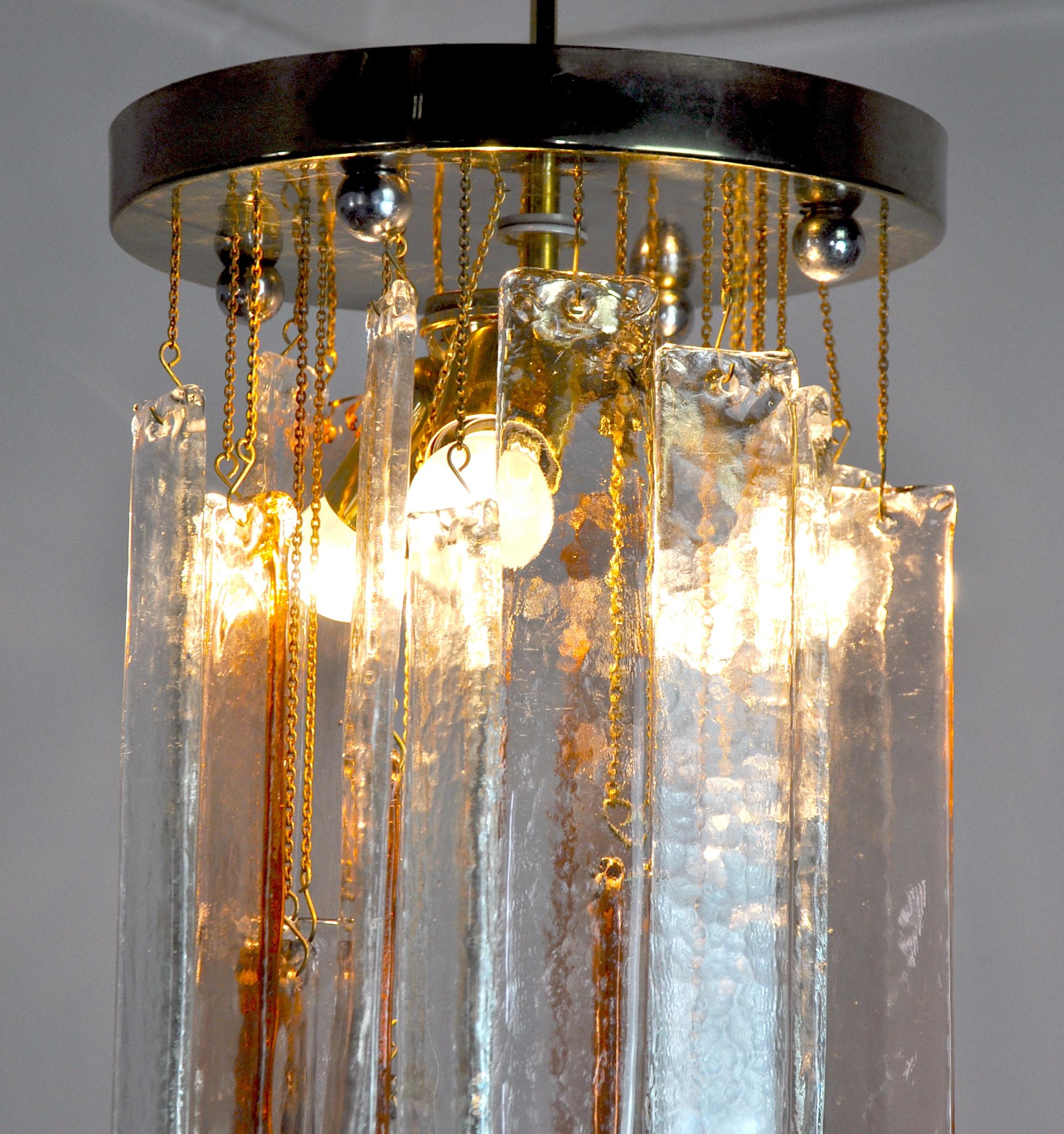 Late 20th Century Poliarte Chandelier by Albano Poli, Pink and Transparent Murano Glass Italy 1970 For Sale