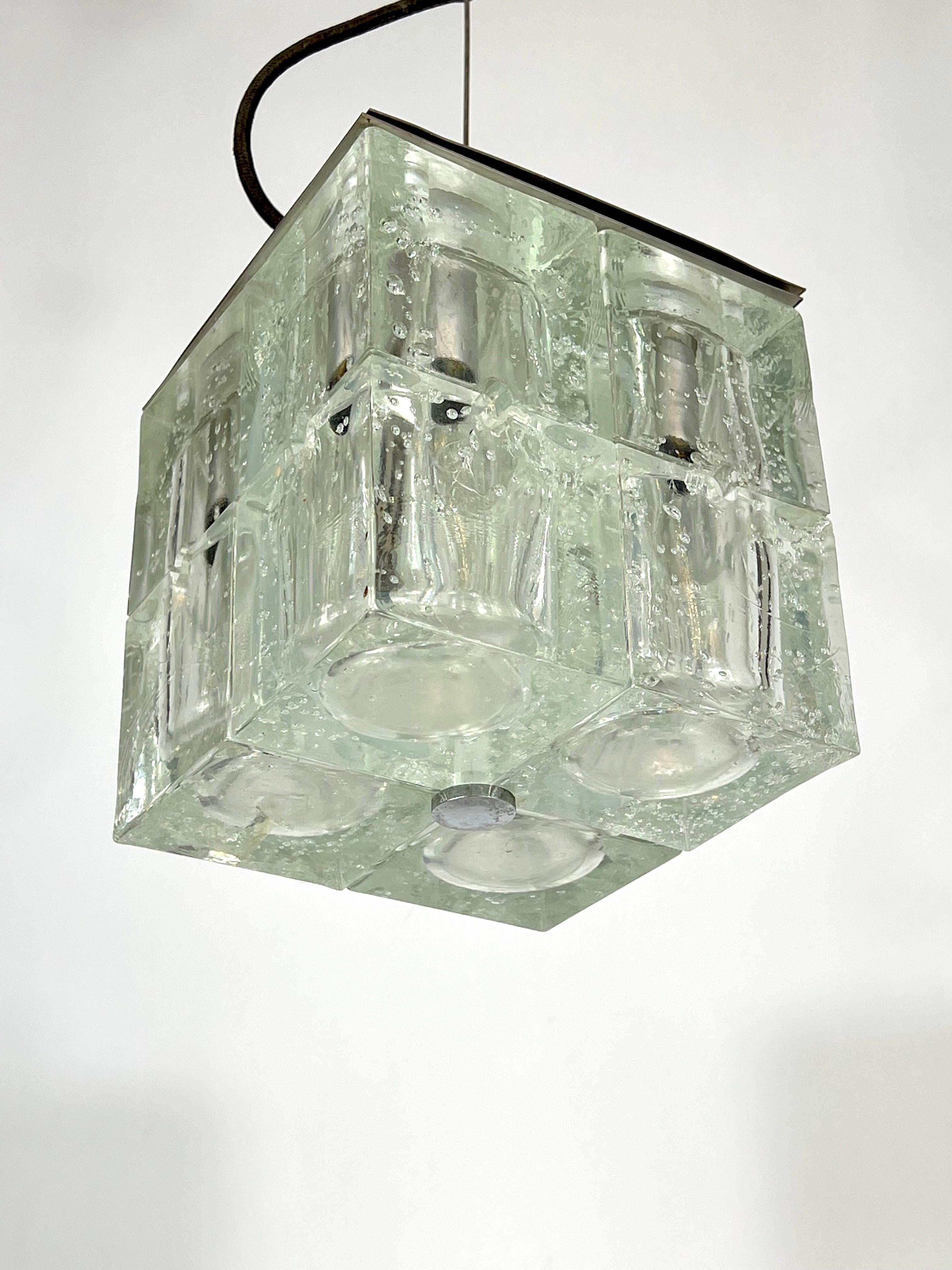 Poliarte, Clear Murano Glass Pendant from 70s For Sale 8