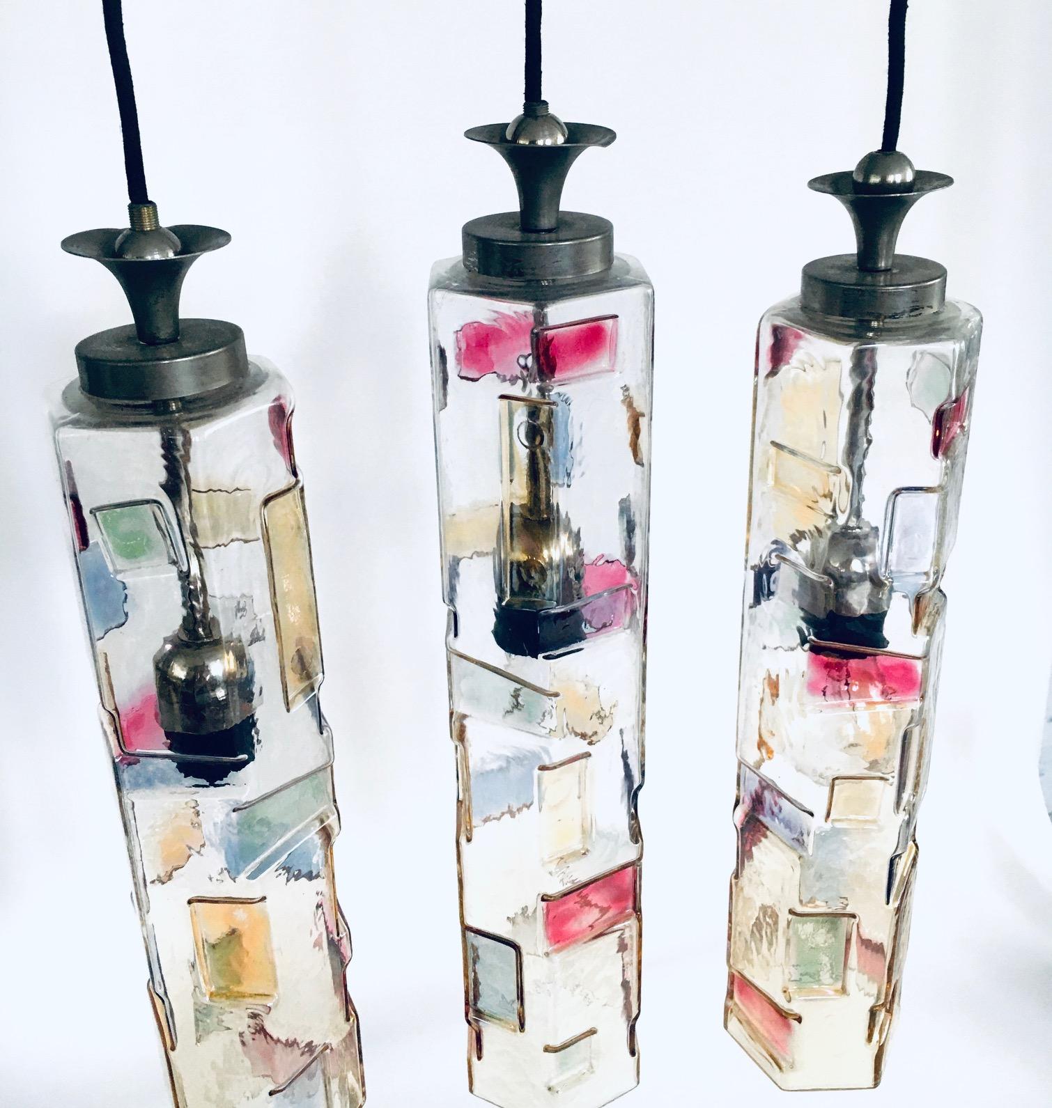 Poliarte Colored Glass Pendant Design Lamp Set, Italy 1950's For Sale 5