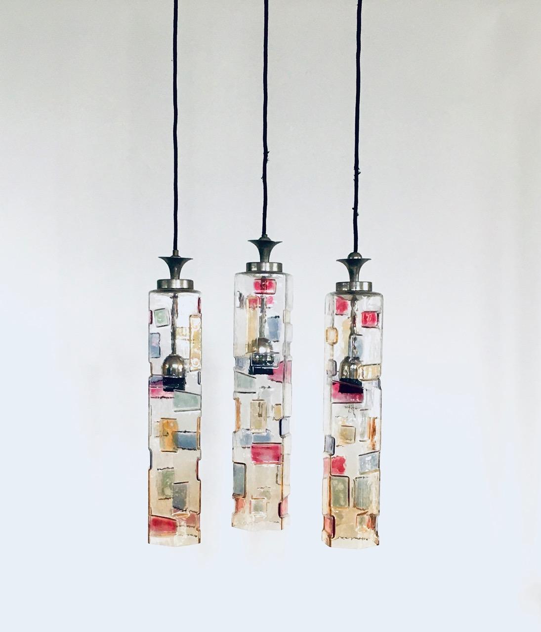 Poliarte Colored Glass Pendant Design Lamp Set, Italy 1950's For Sale 7