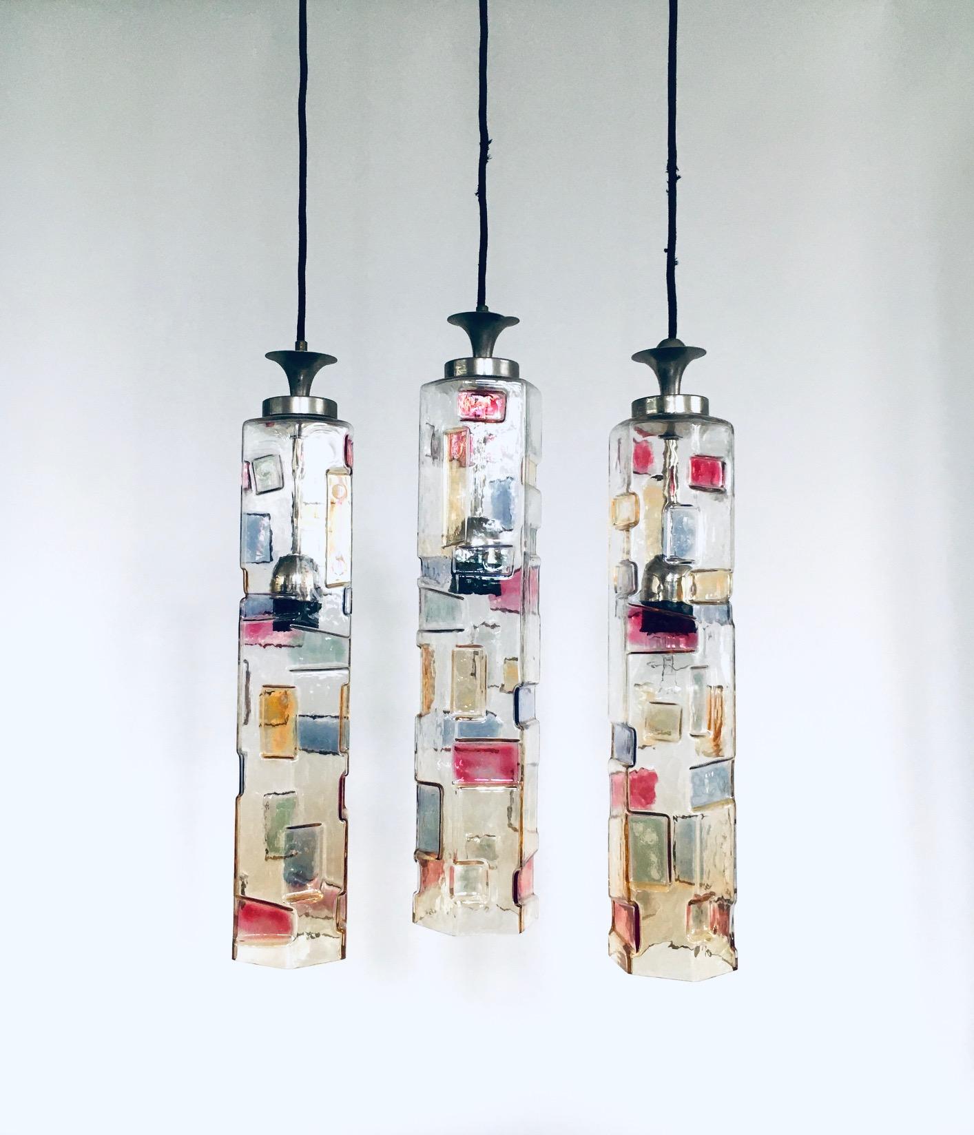 Poliarte Colored Glass Pendant Design Lamp Set, Italy 1950's For Sale 8