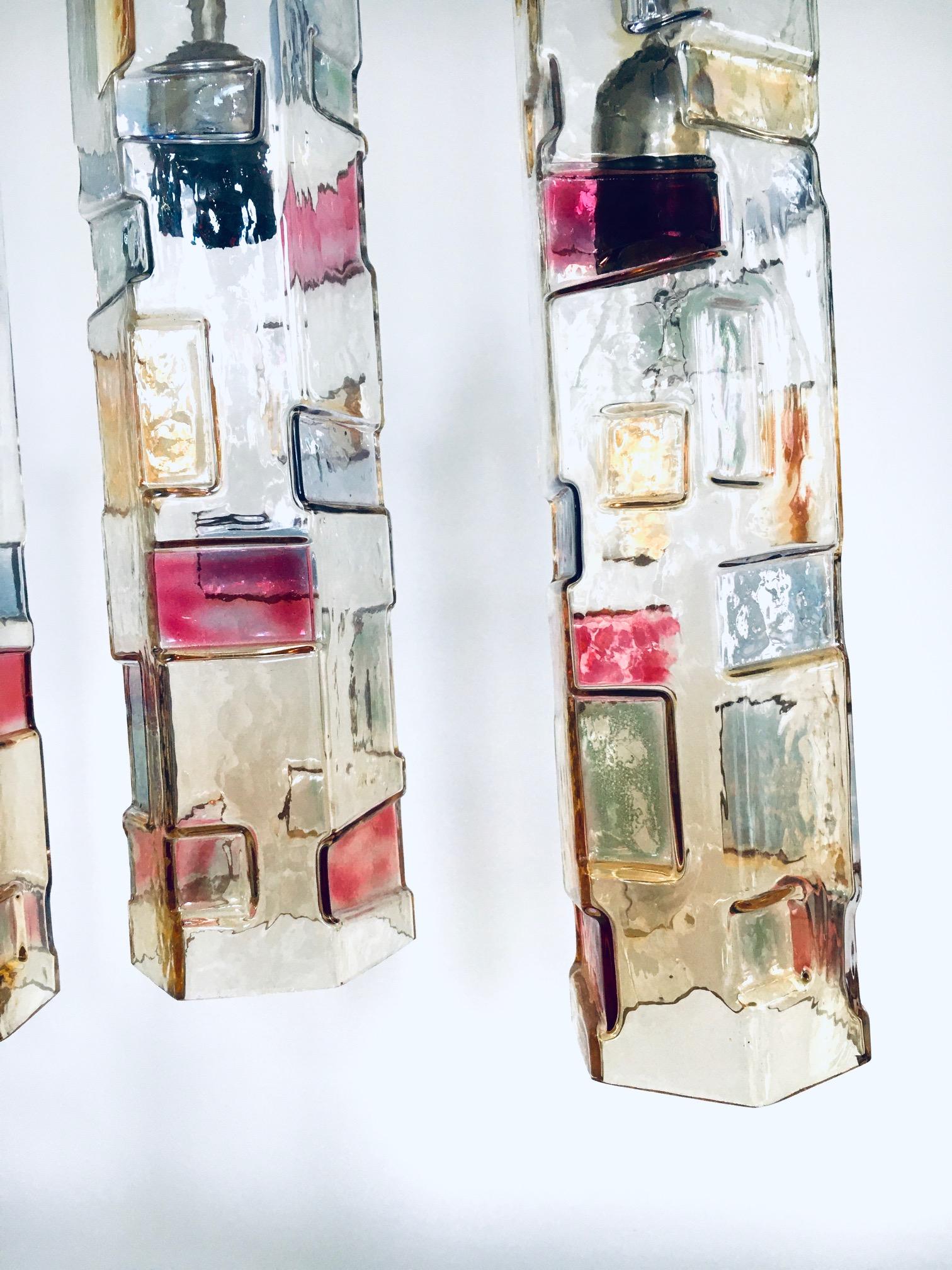 Poliarte - Ensemble de lampes à suspension en verre coloré, Italie, années 1950 en vente 2