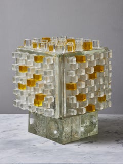 Poliarte Cube Table Lamp in Glass and Lucite