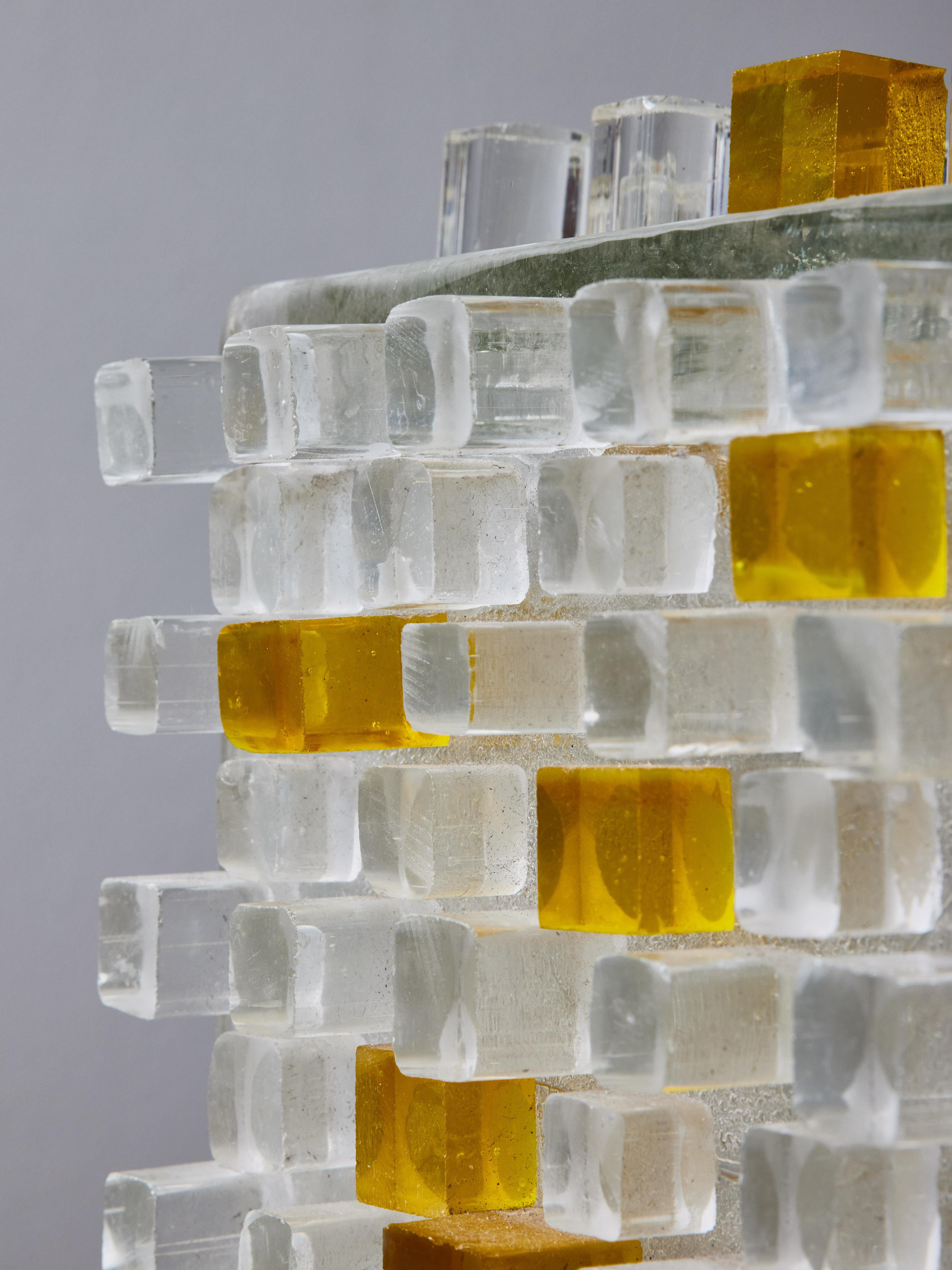 Italian Poliarte Cube Table Lamp in Glass and Lucite