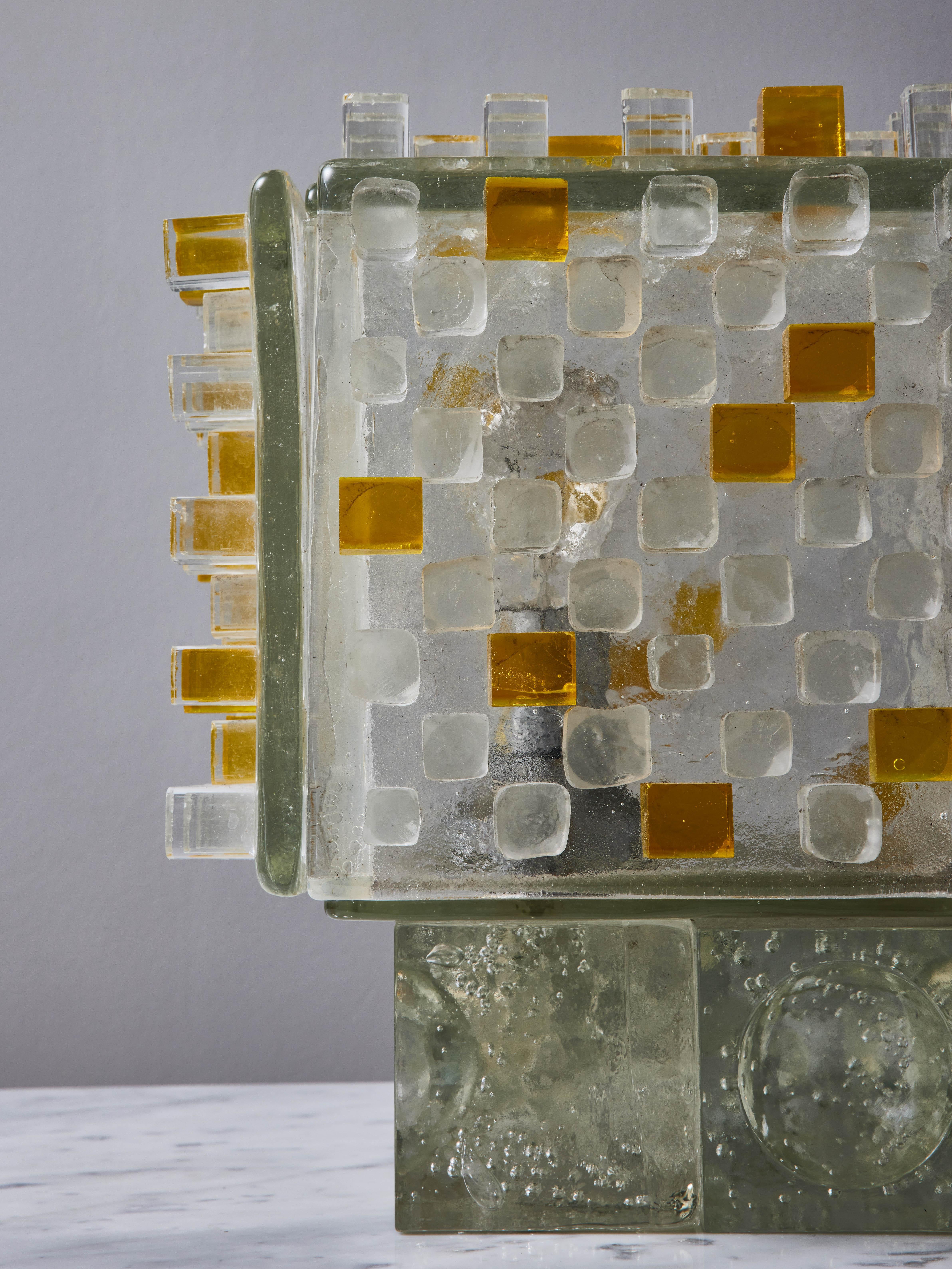 Poliarte Cube Table Lamp in Glass and Lucite In Good Condition In Saint-Ouen, IDF